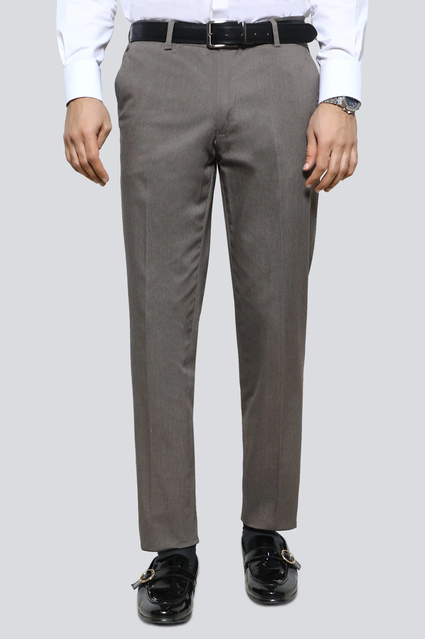 Brown Cotton Smart Fit Trouser