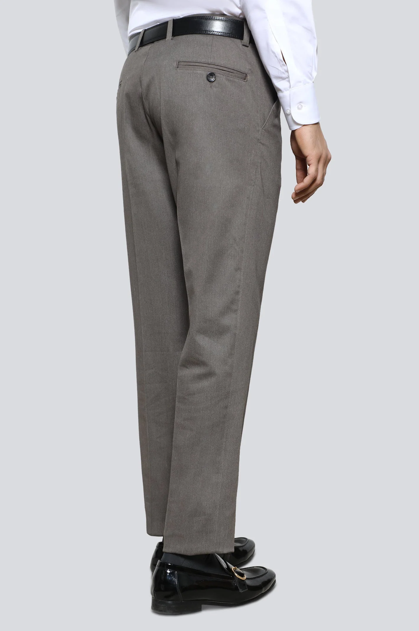Brown Cotton Smart Fit Trouser - Image 3