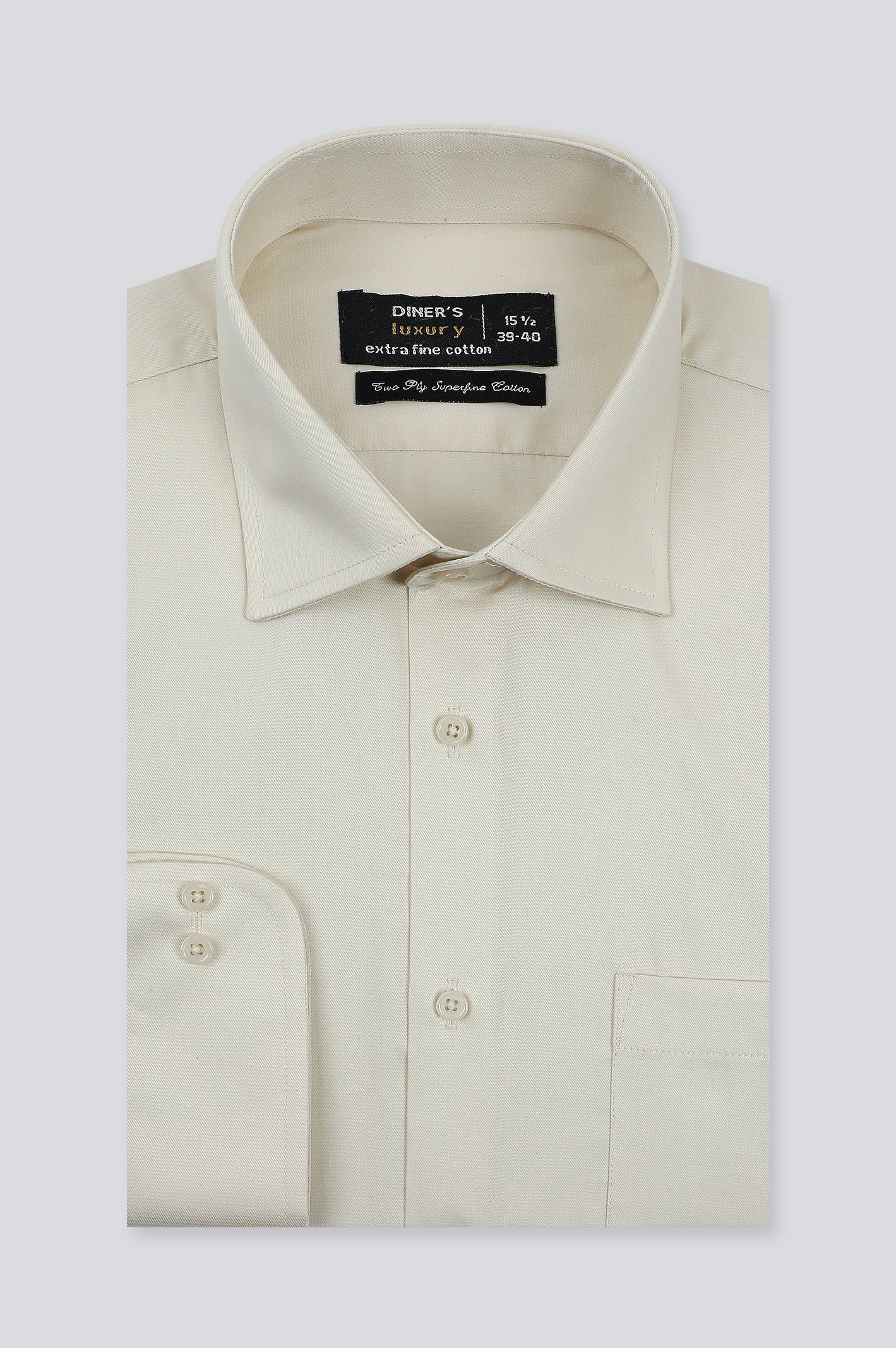 Beige Plain Formal Men Shirt