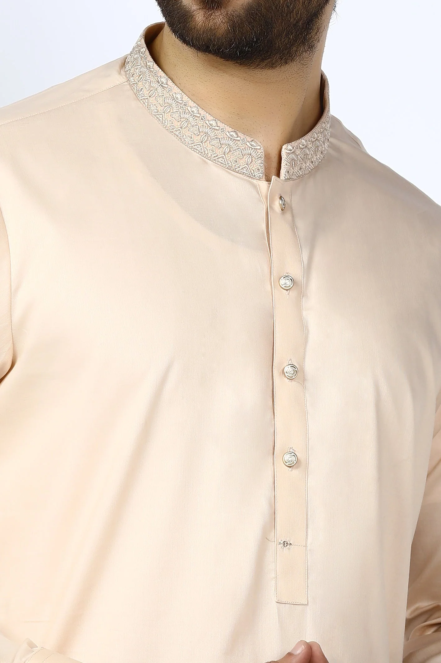 Peach Cotton Shalwar Kameez - Image 3