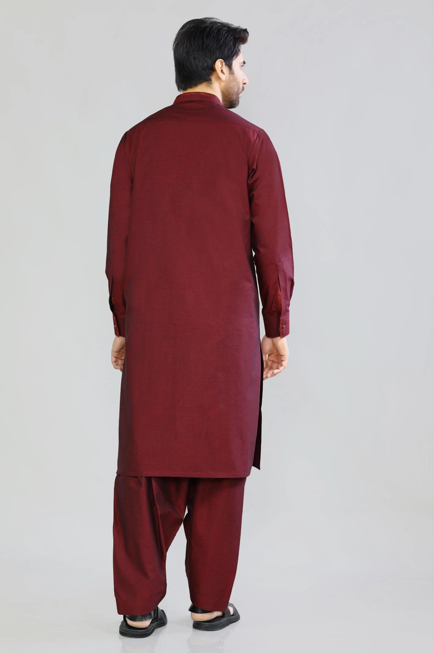 Maroon Cotton Shalwar Kameez - Image 3
