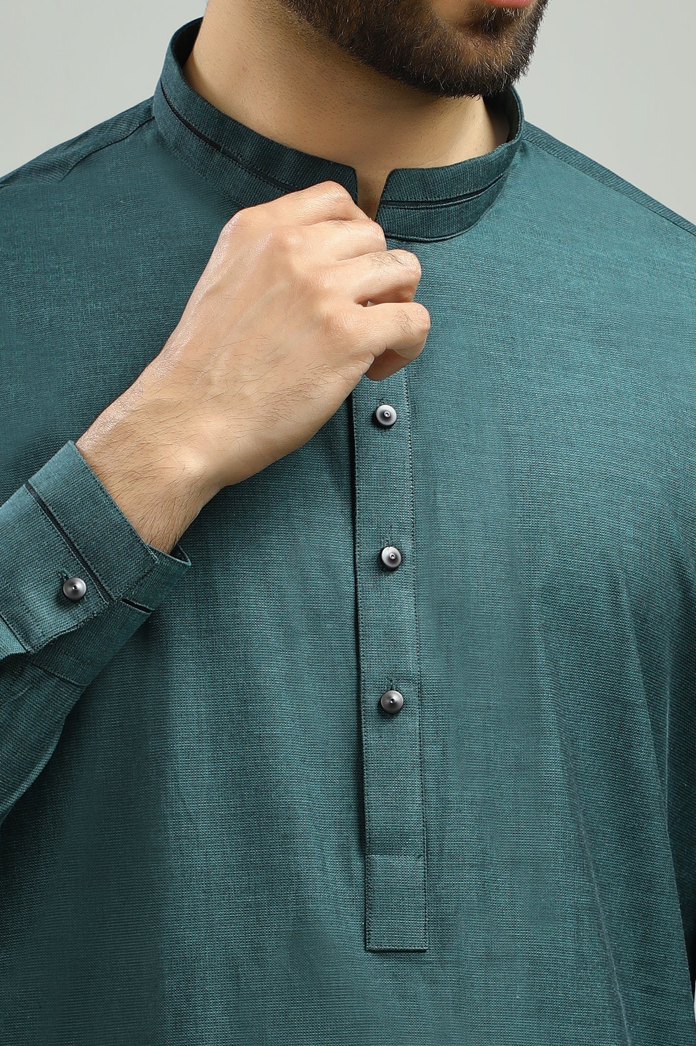 Dark Green Wash & Wear Shalwar Kameez - Image 3