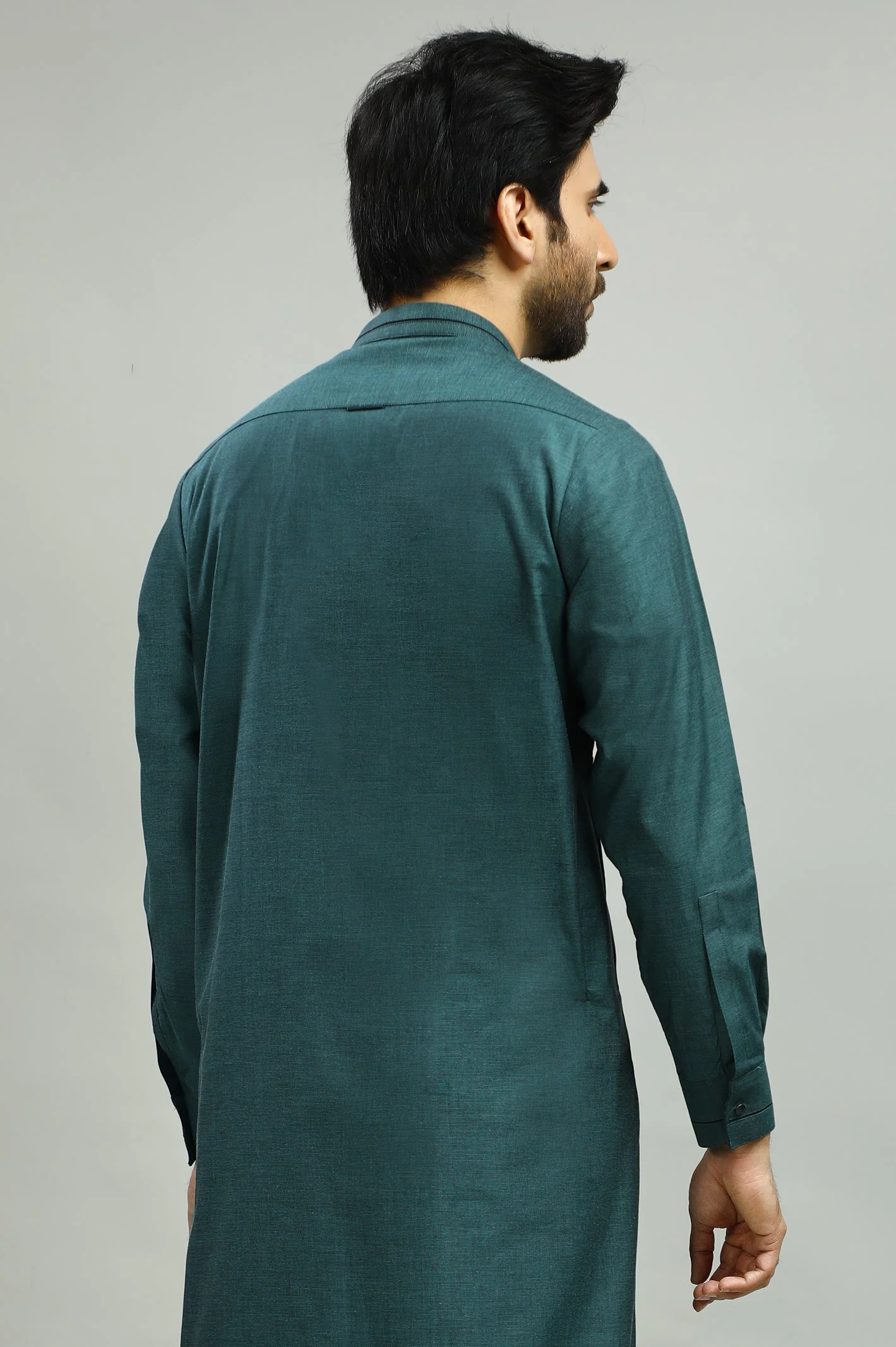 Dark Green Wash & Wear Shalwar Kameez - Image 4