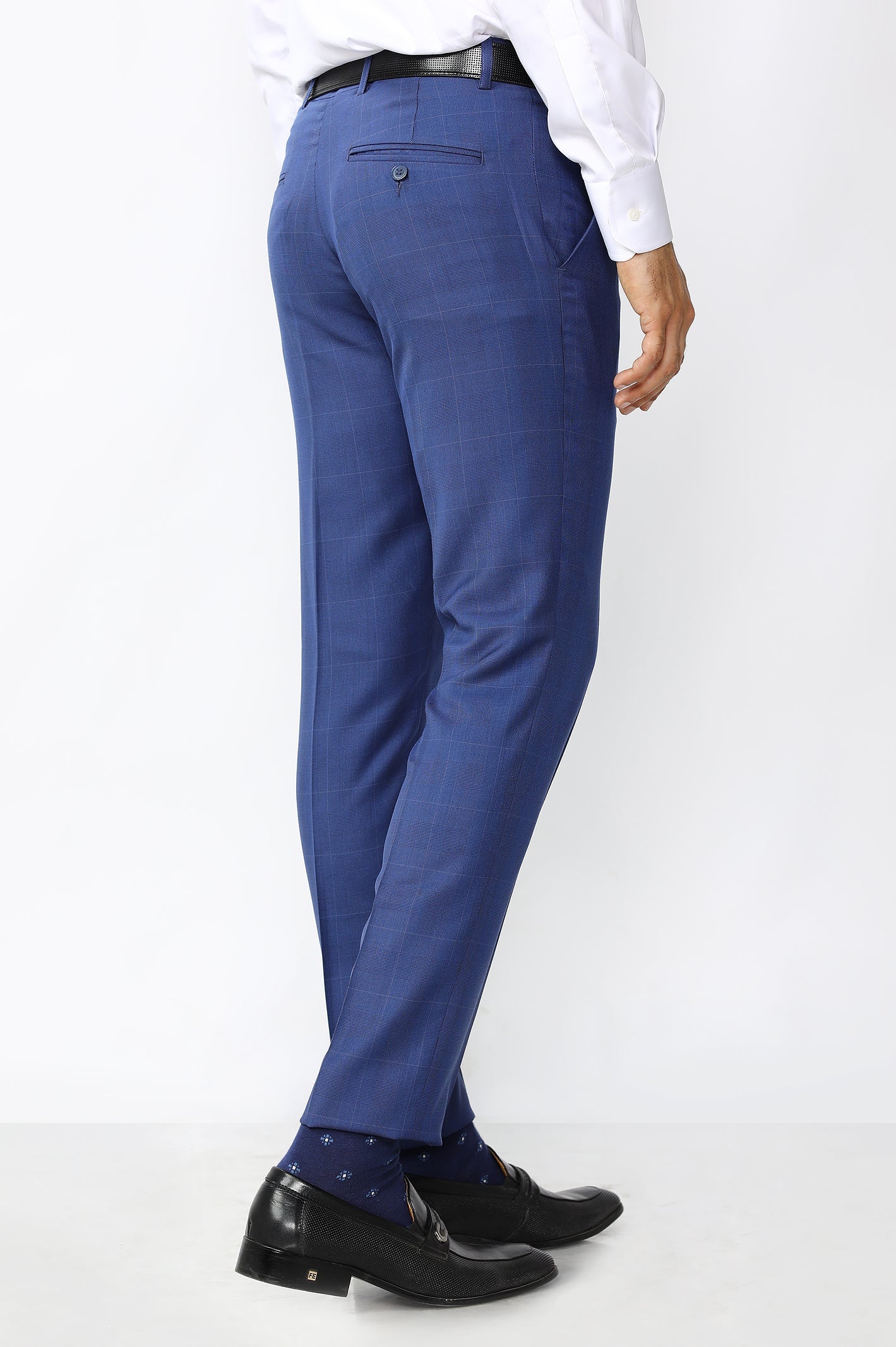 Royal Blue Wash & Wear Slim Fit Trouser - Image 3