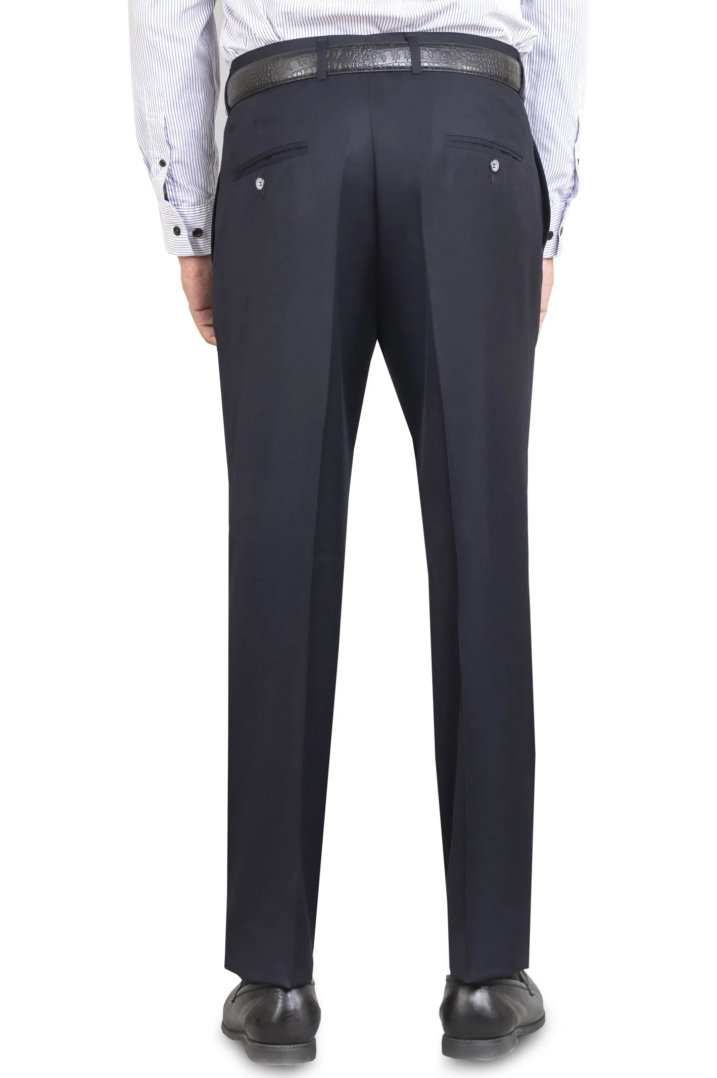 Dark Blue Wash & Wear Regular Fit Trouser - Image 2