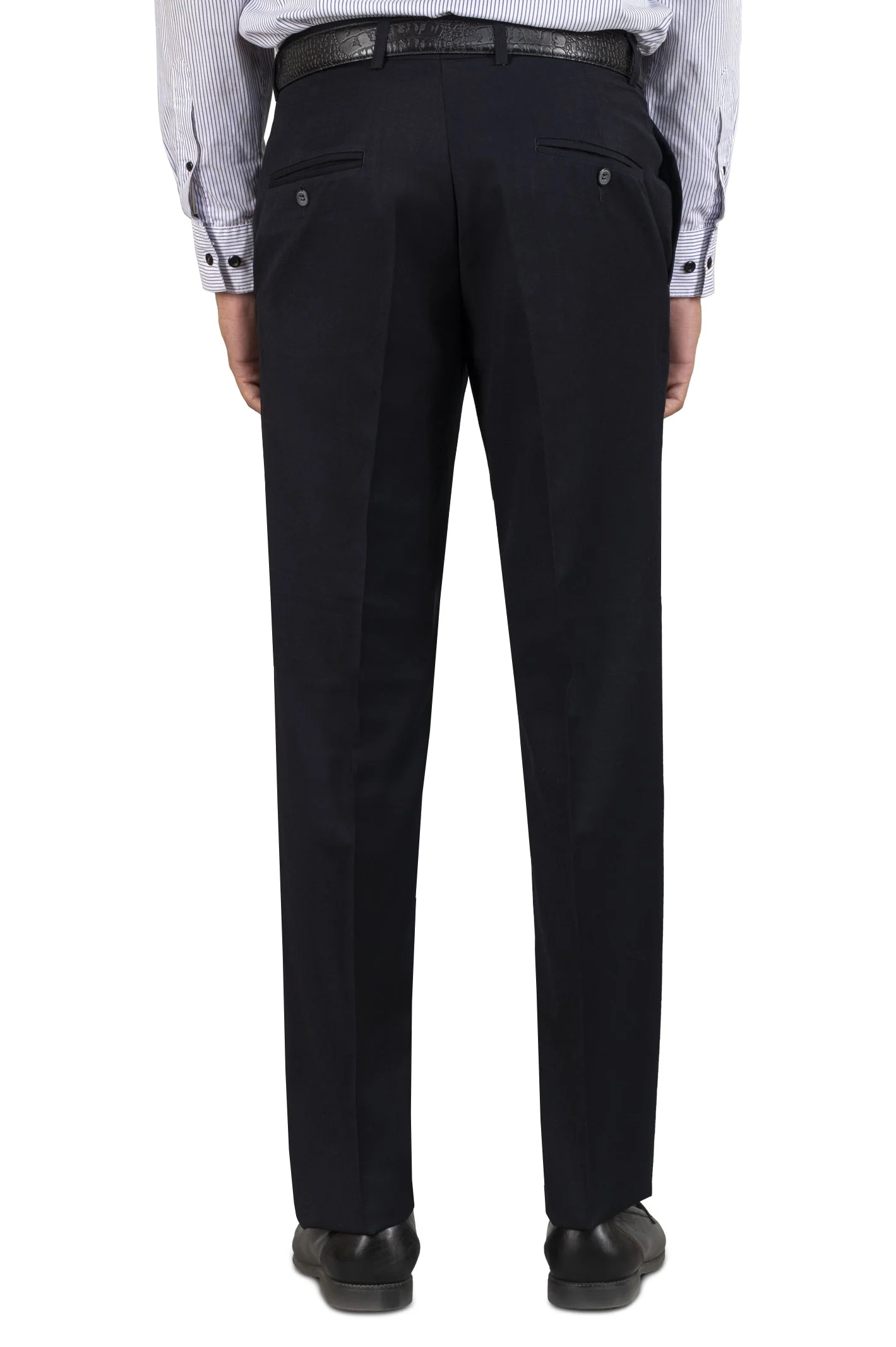 Navy Blue Wash & Wear Regular Fit Trouser - Image 3