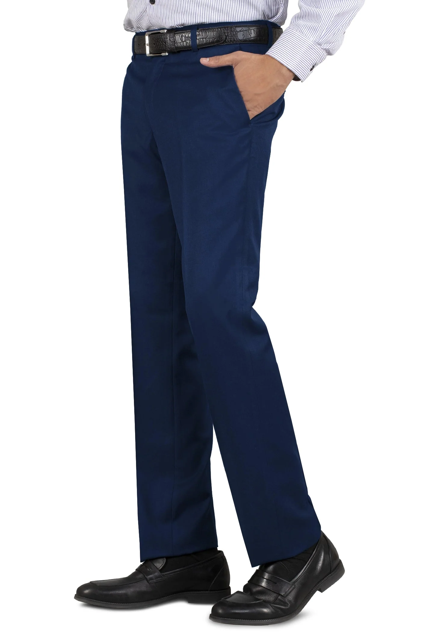 Royal Blue Wash & Wear Regular Fit Trouser - Image 2