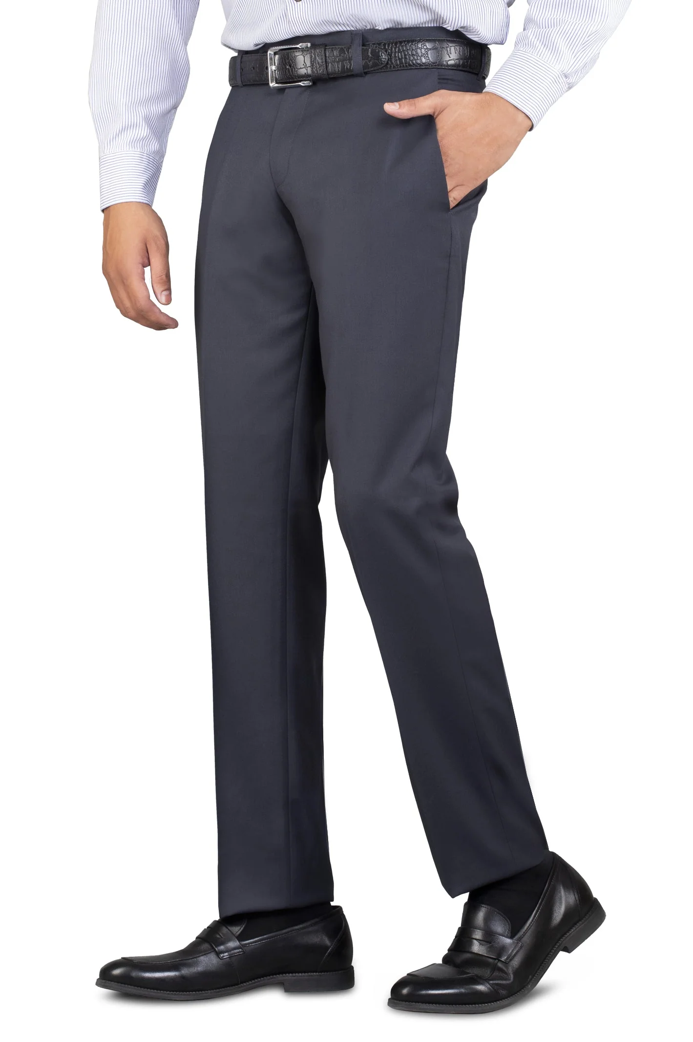 Dark Grey Wash & Wear Smart Fit Trouser - Image 2