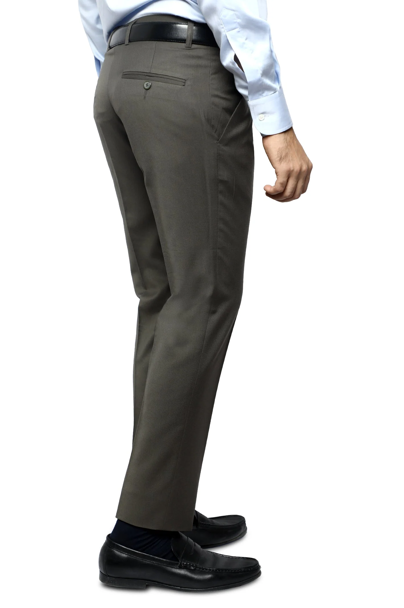 Dark Green Wash & Wear Slim Fit Trouser - Image 2