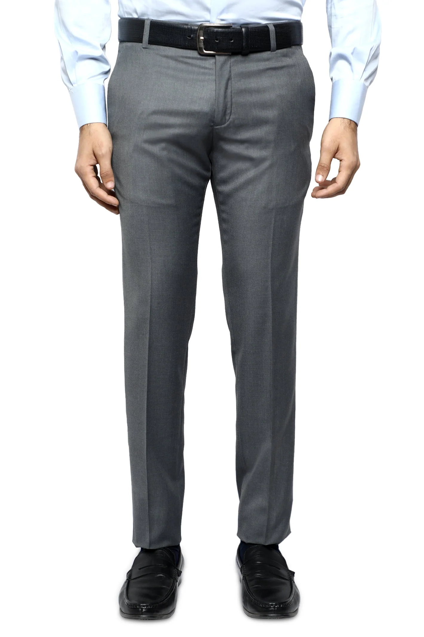 Grey Wash & Wear Slim Fit Trouser