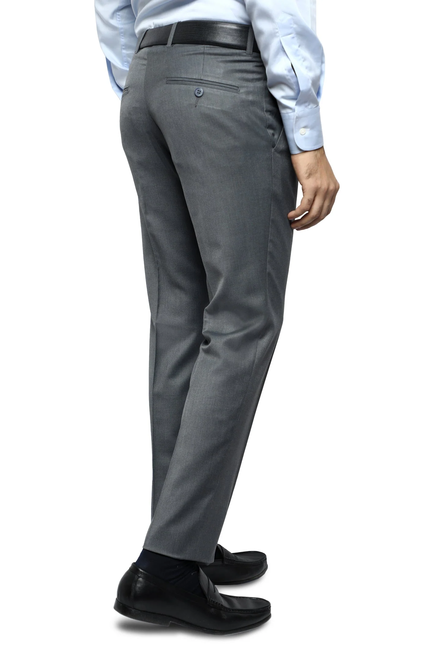 Grey Wash & Wear Slim Fit Trouser - Image 2