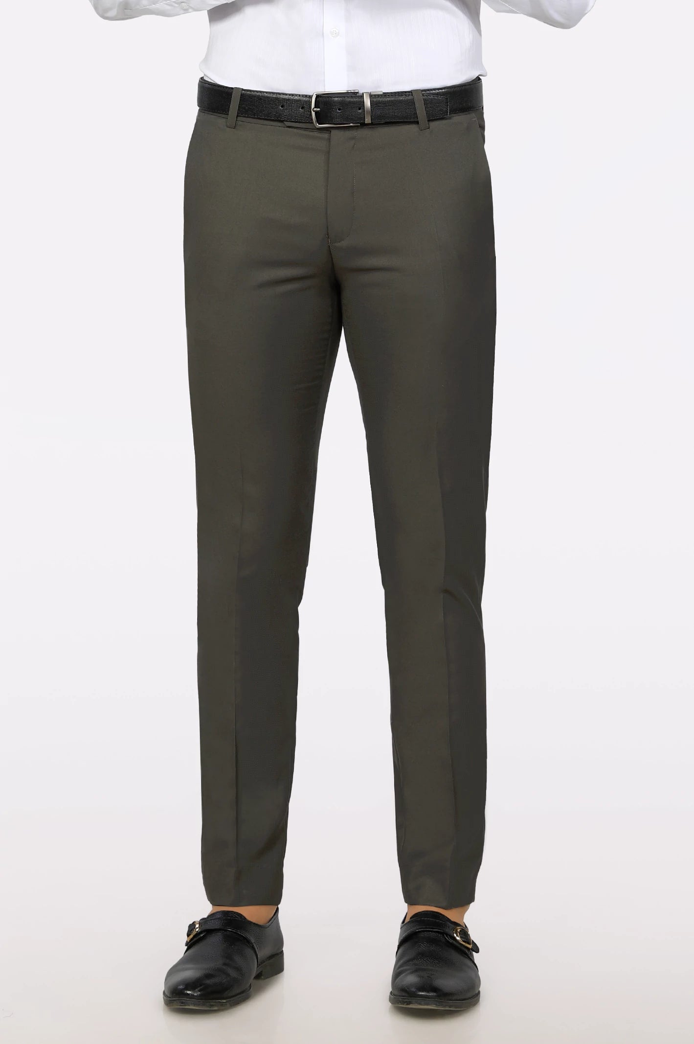 Olive Slim Fit Formal Trouser - Image 3
