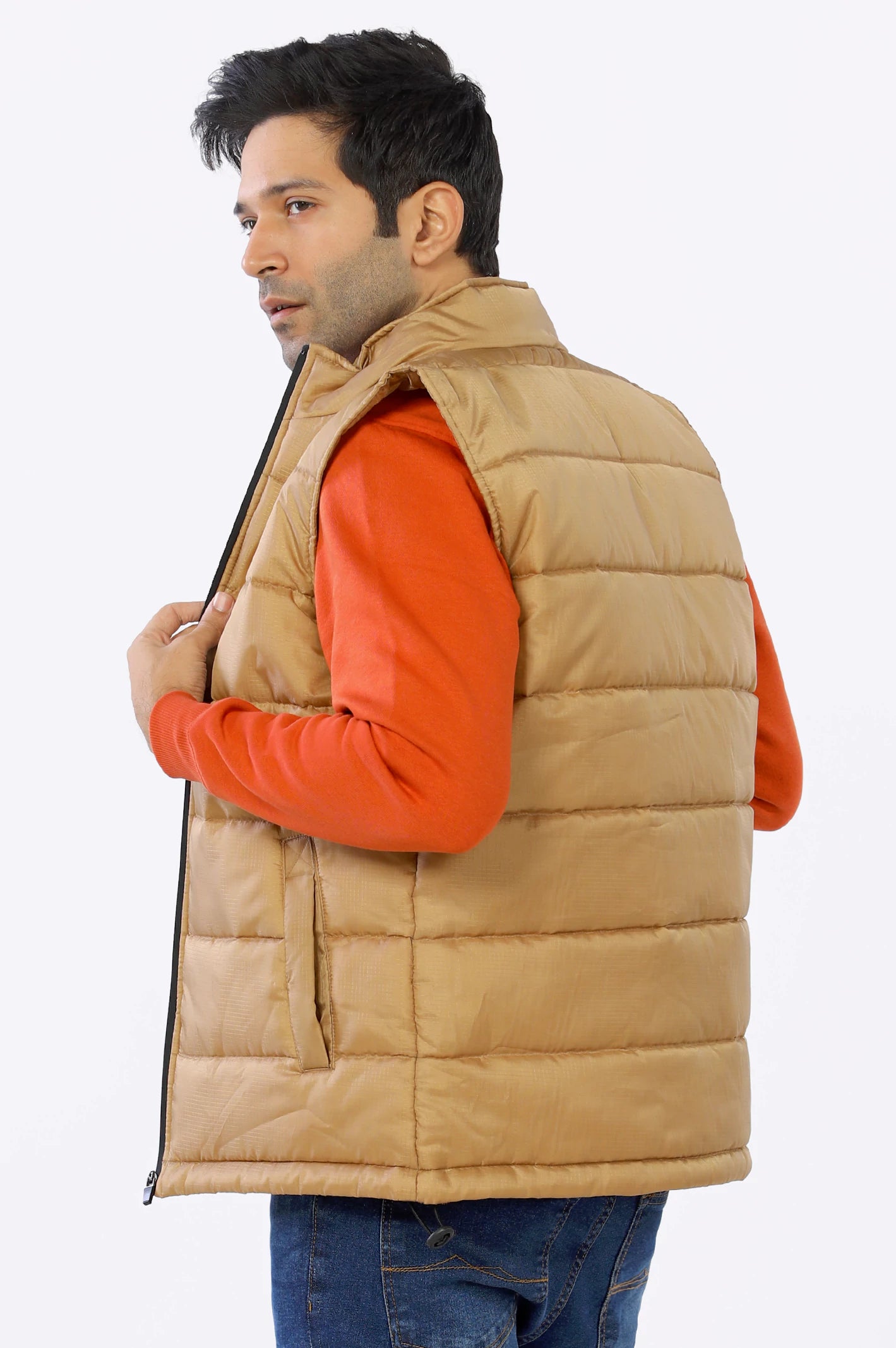 Khaki Sleeveless Jacket - Image 4