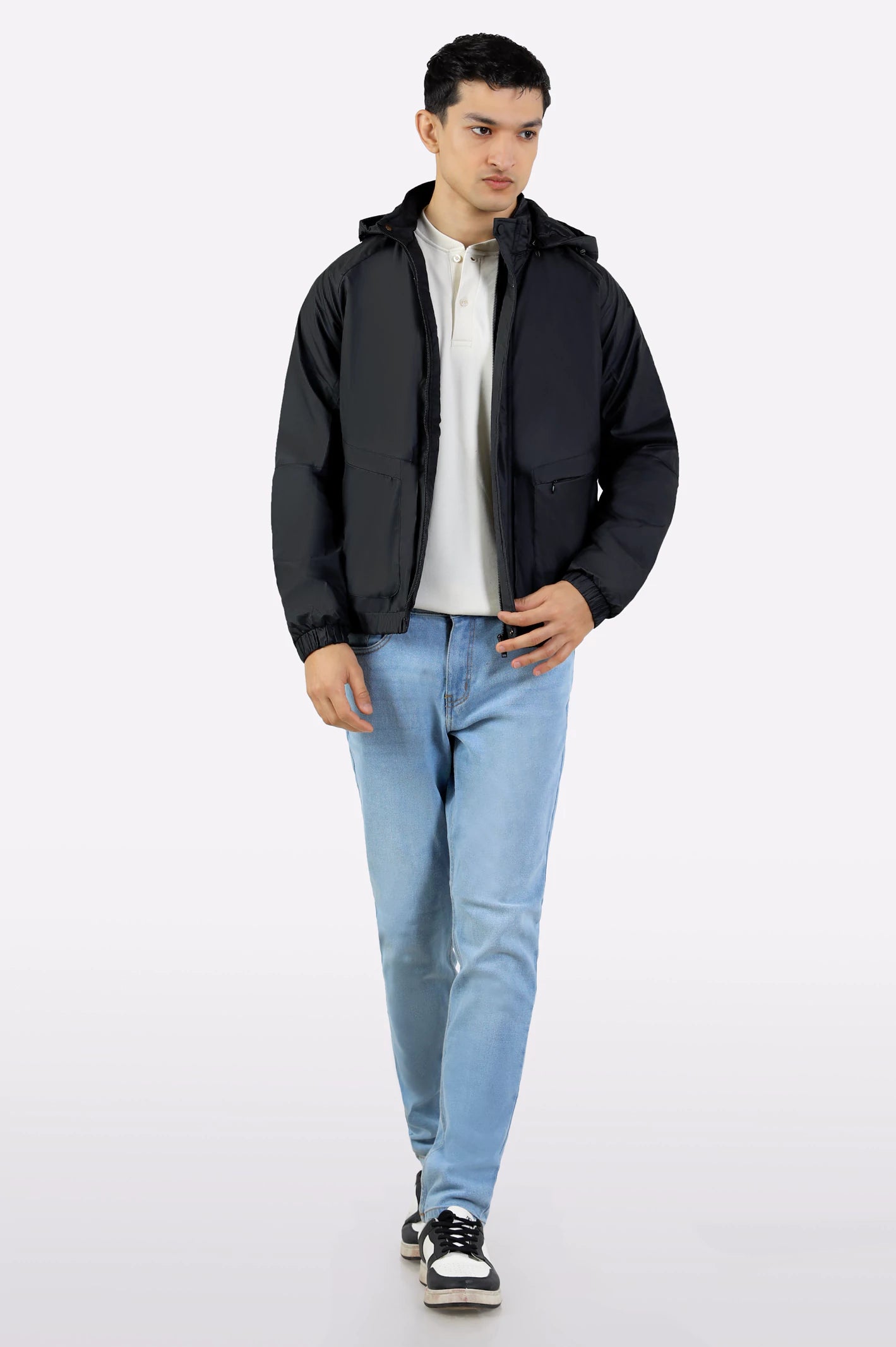 Men's Black Detachable Hoodie - Image 2