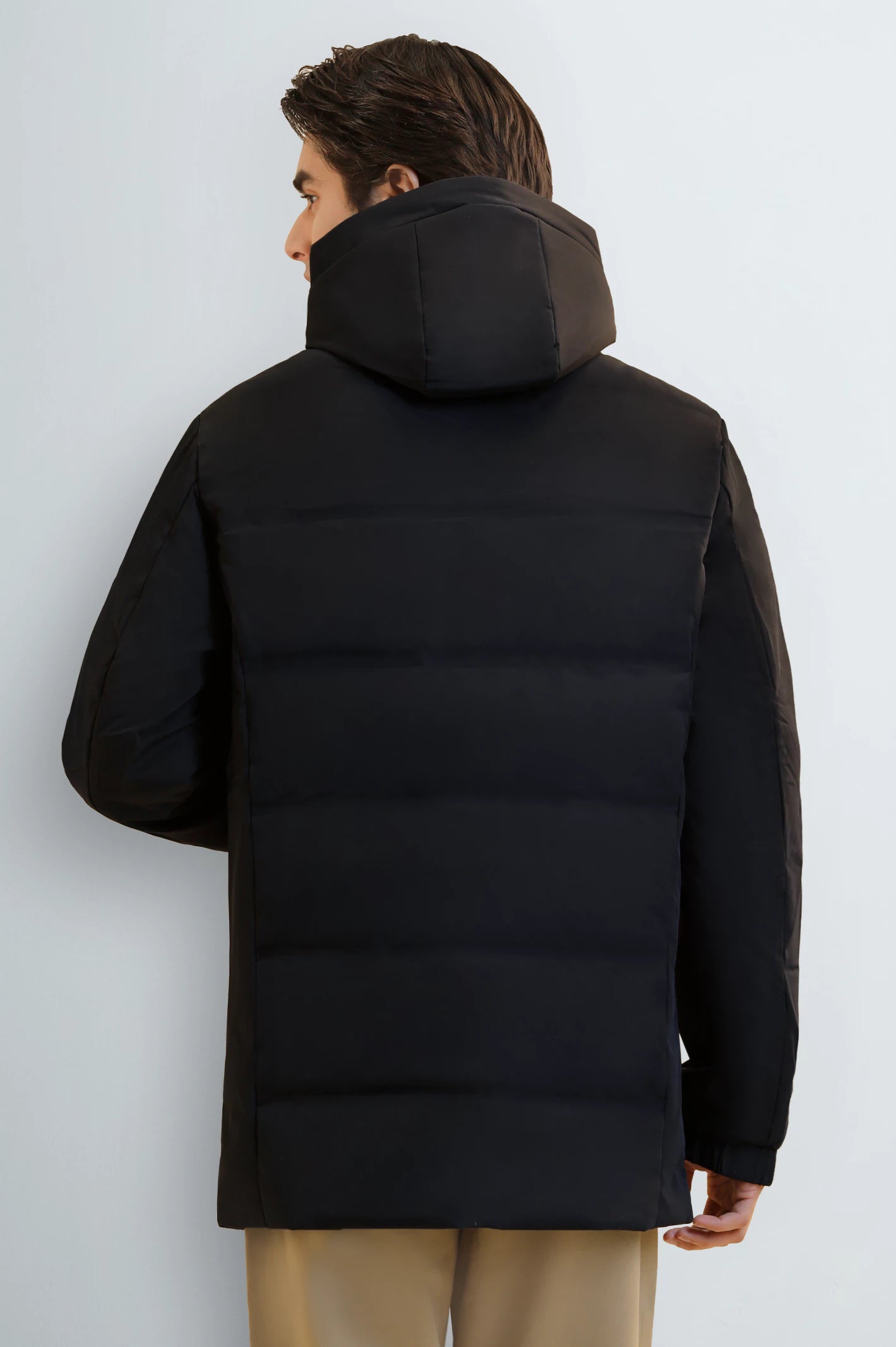 Navy Blue Hooded Puffer Jacket for Men - Image 4