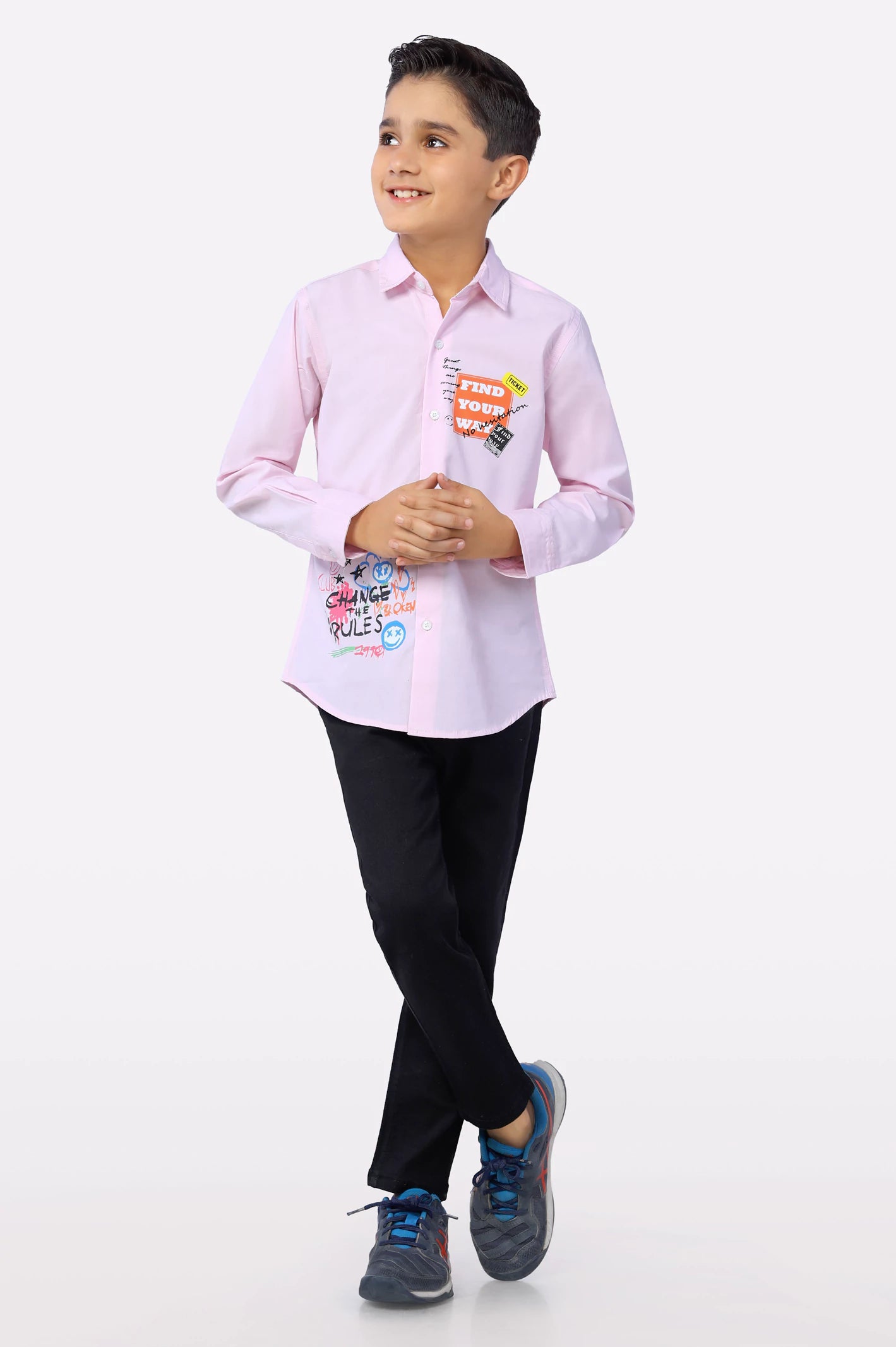 Light Pink Graphic Print Boys Shirt - Image 5