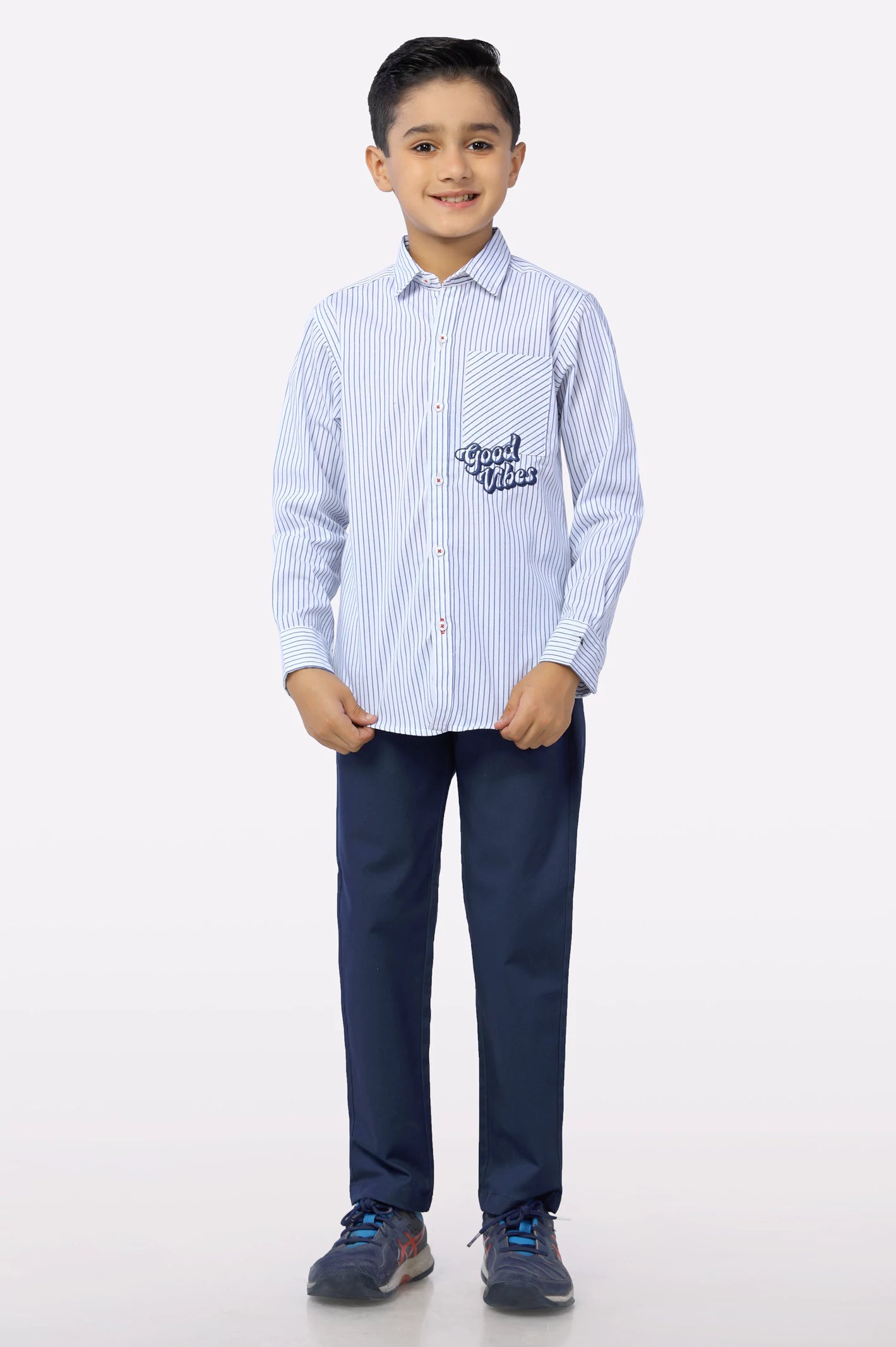 White Stripe Boys Shirt - Image 2