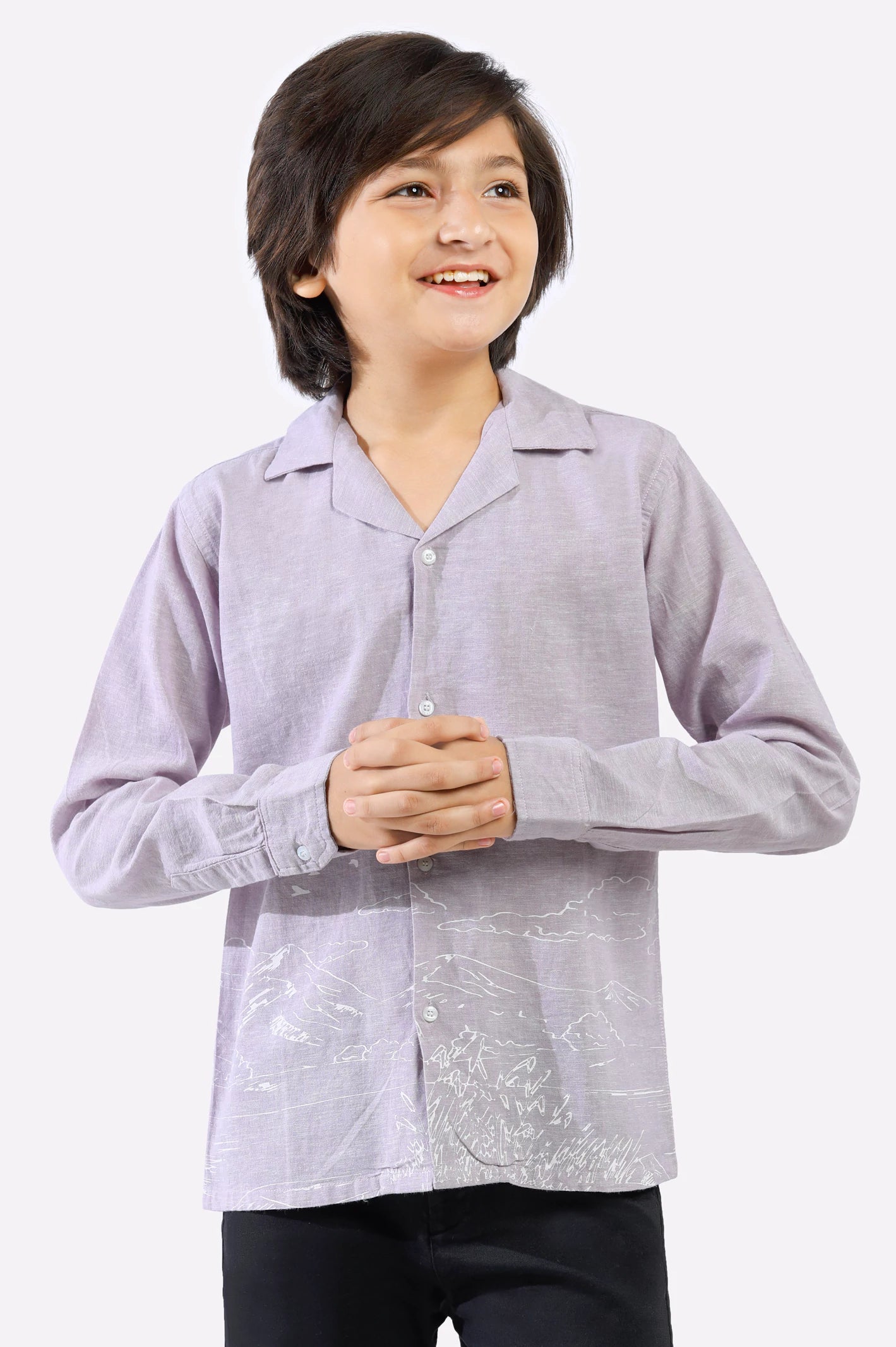 Lilac Graphic Printed Casual Shirt