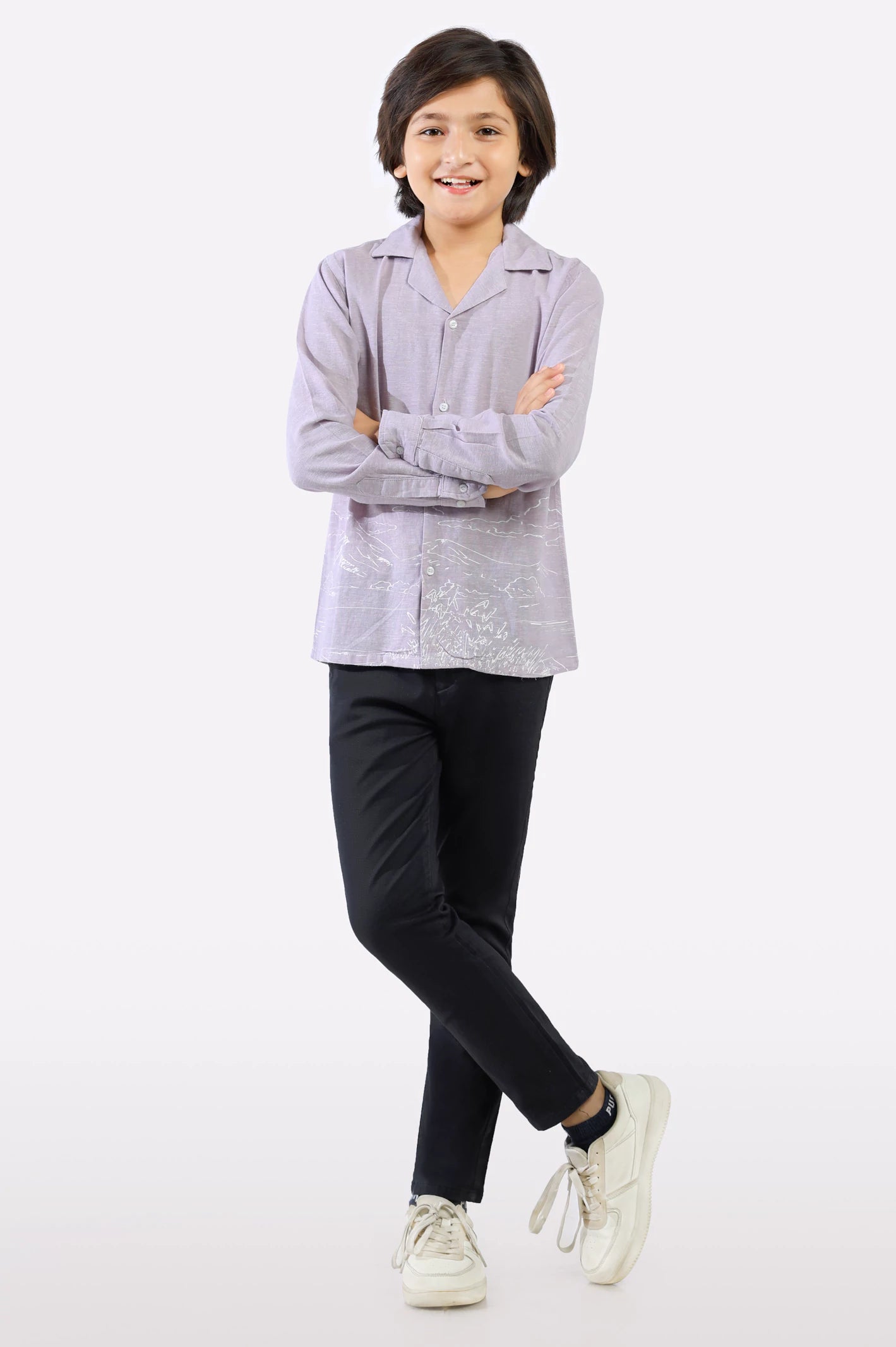 Lilac Graphic Printed Casual Shirt - Image 2