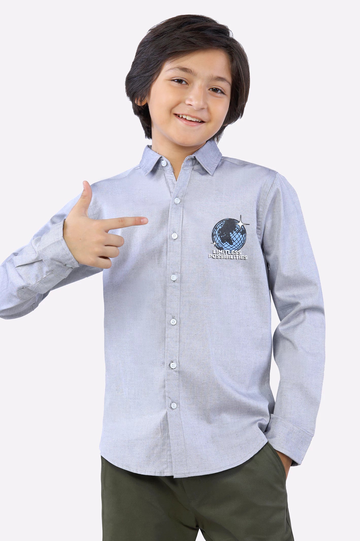 Medium Grey Graphic Printed Casual Shirt