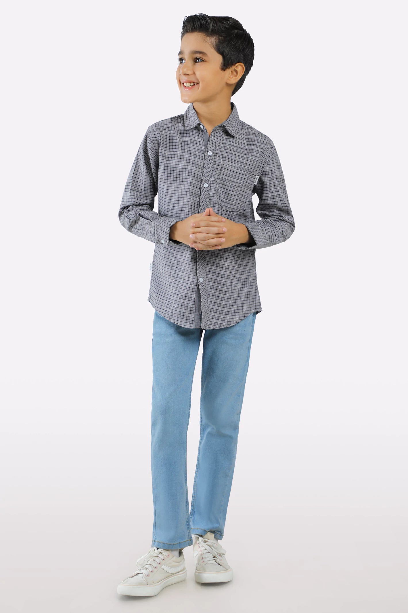 Grey Window Check Casual Shirt - Image 2