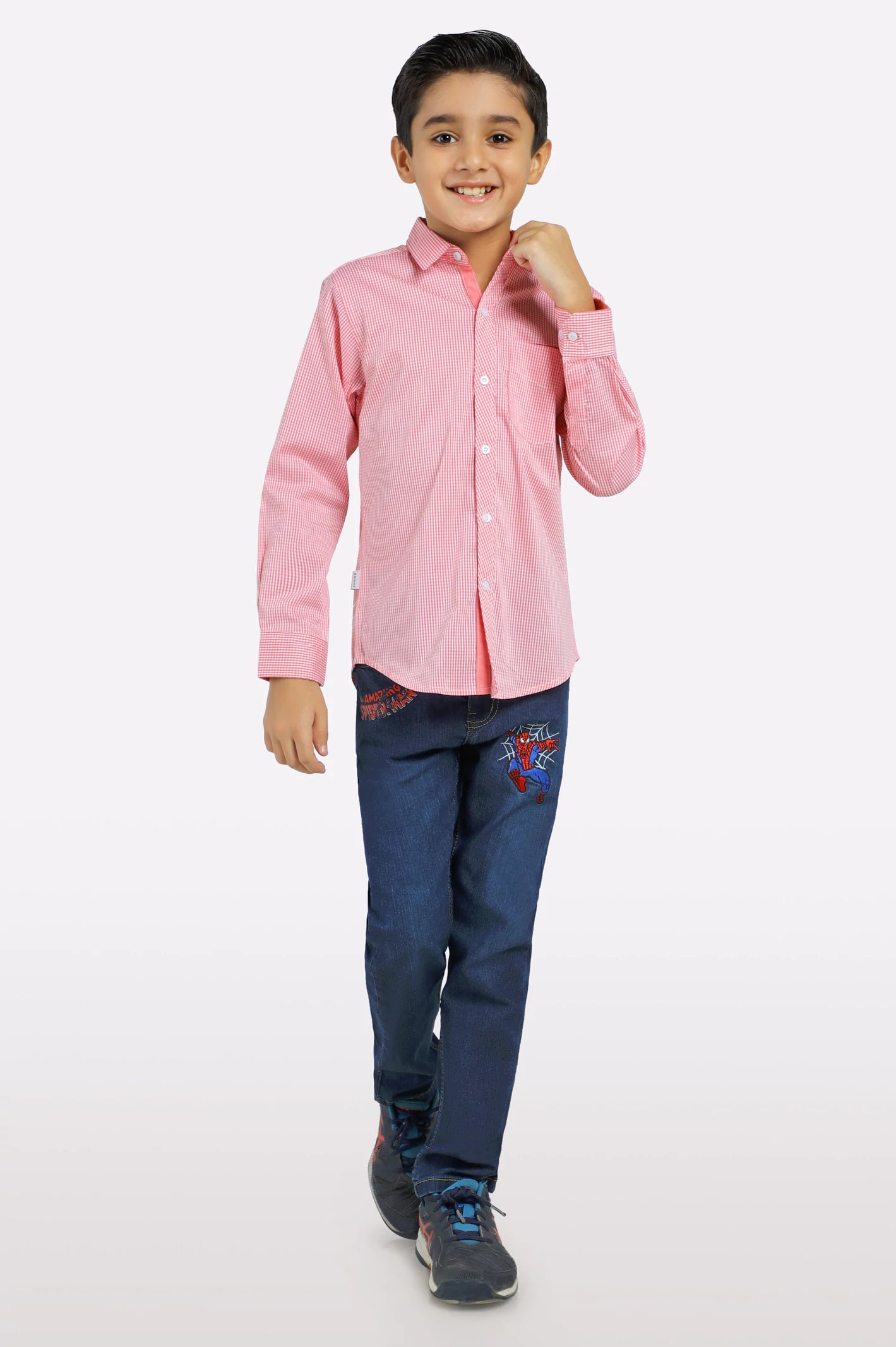 Pink Gingham Check Casual Shirt - Image 2