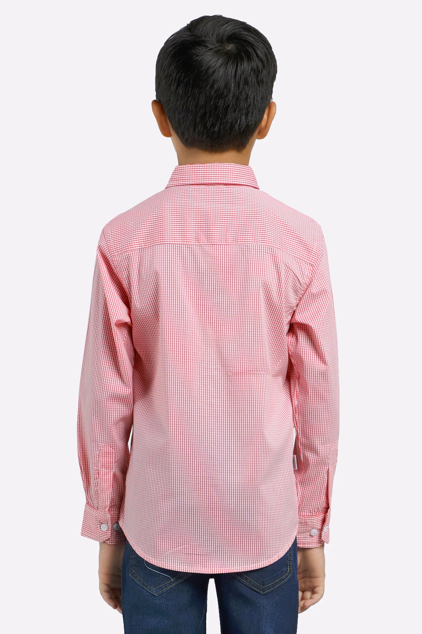 Pink Gingham Check Casual Shirt - Image 3