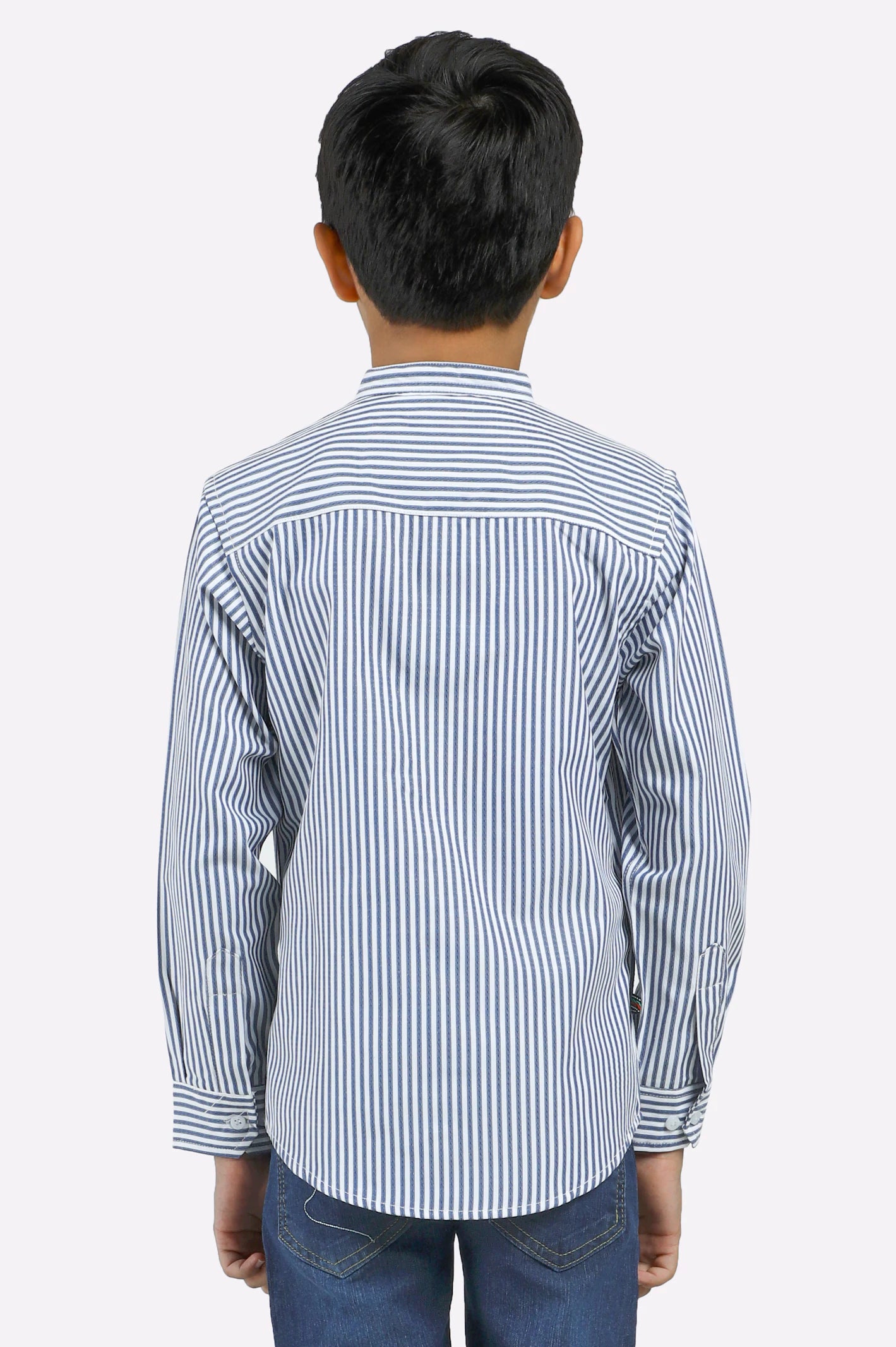 Blue Striped Casual Shirt - Image 3