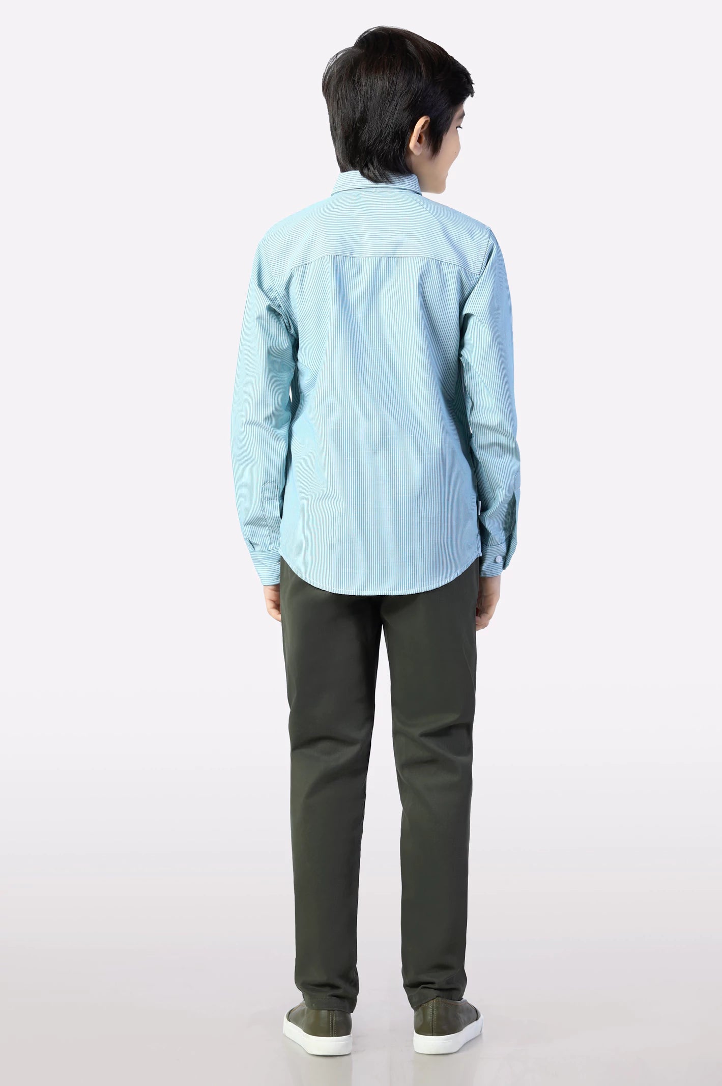 Green Hairline Stripes Casual Shirt - Image 3