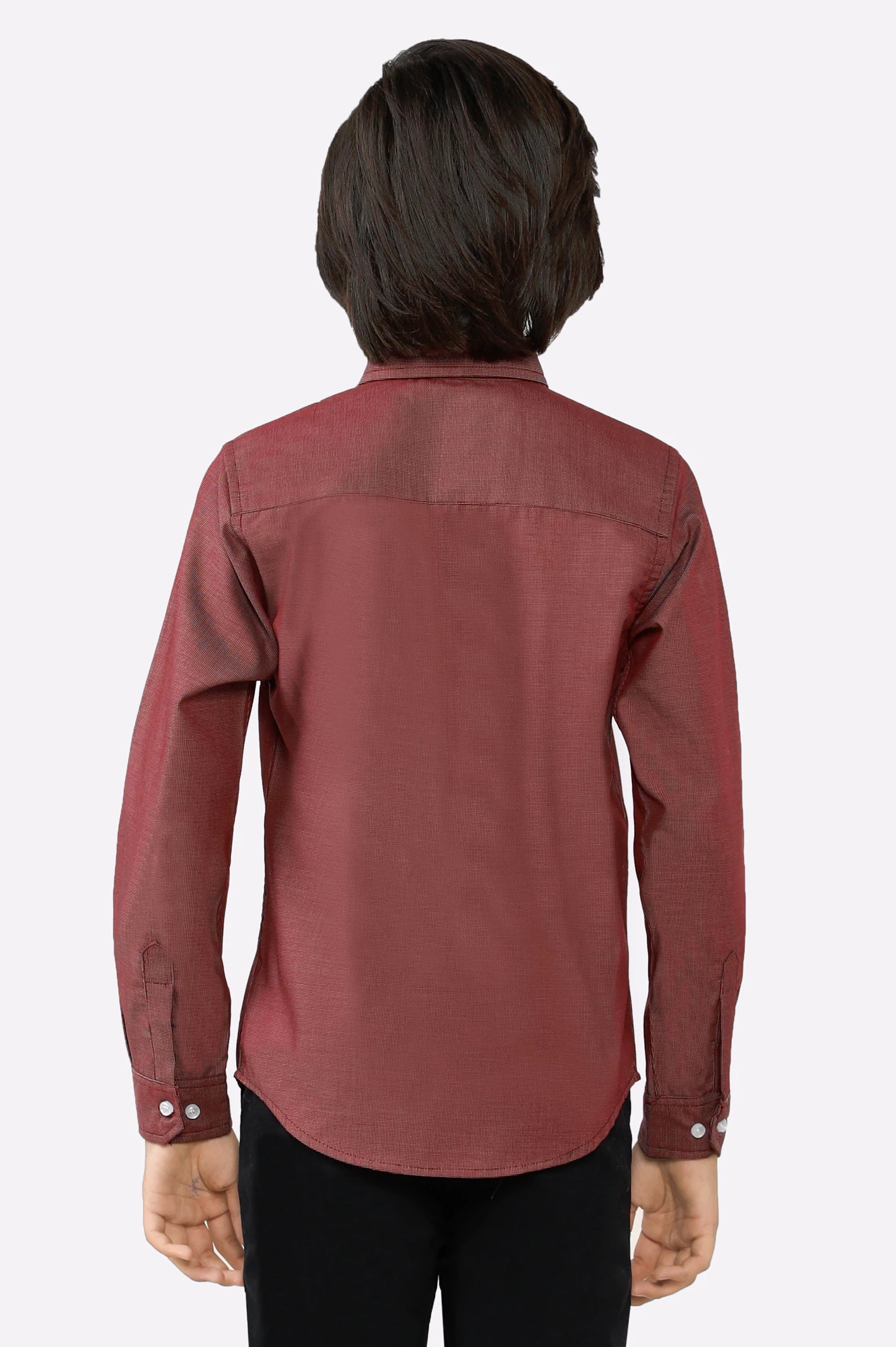 Maroon Textured Casual Shirt - Image 3