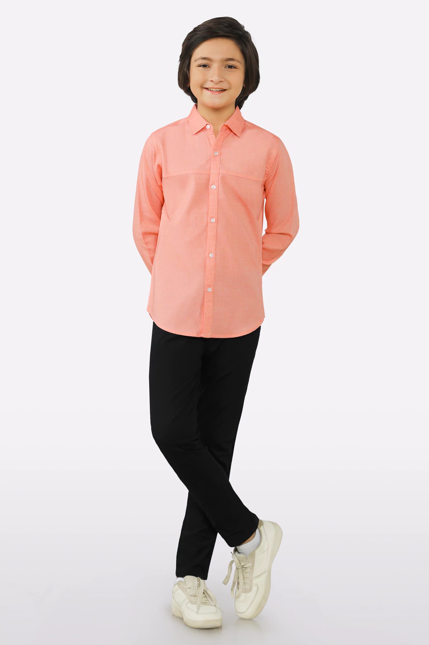Orange Textured Casual Shirt - Image 2