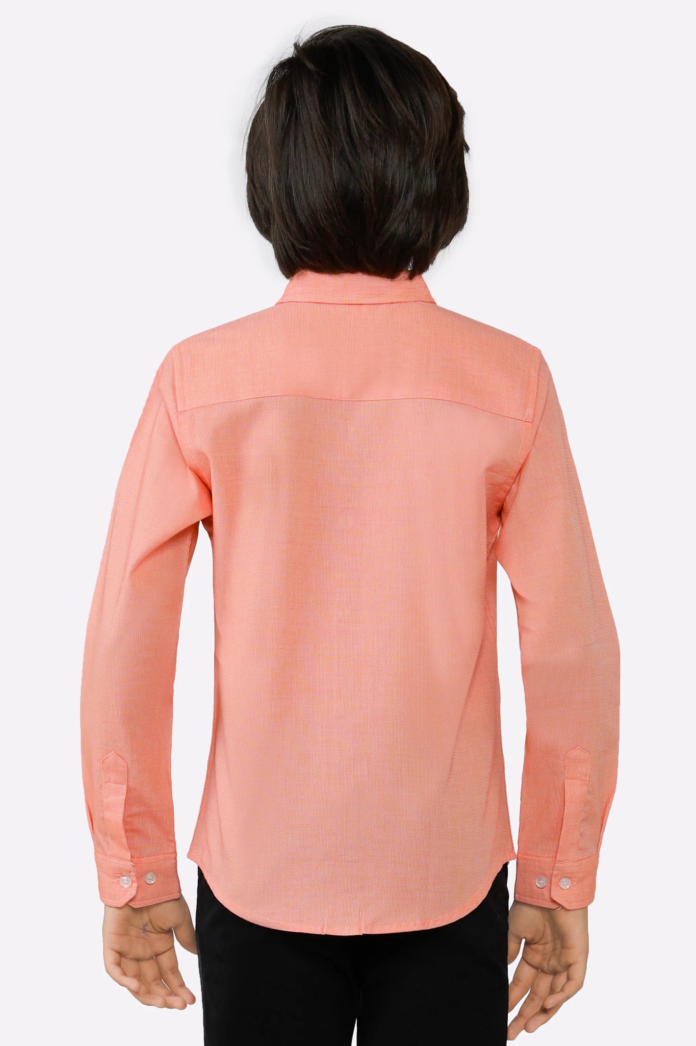 Orange Textured Casual Shirt - Image 3