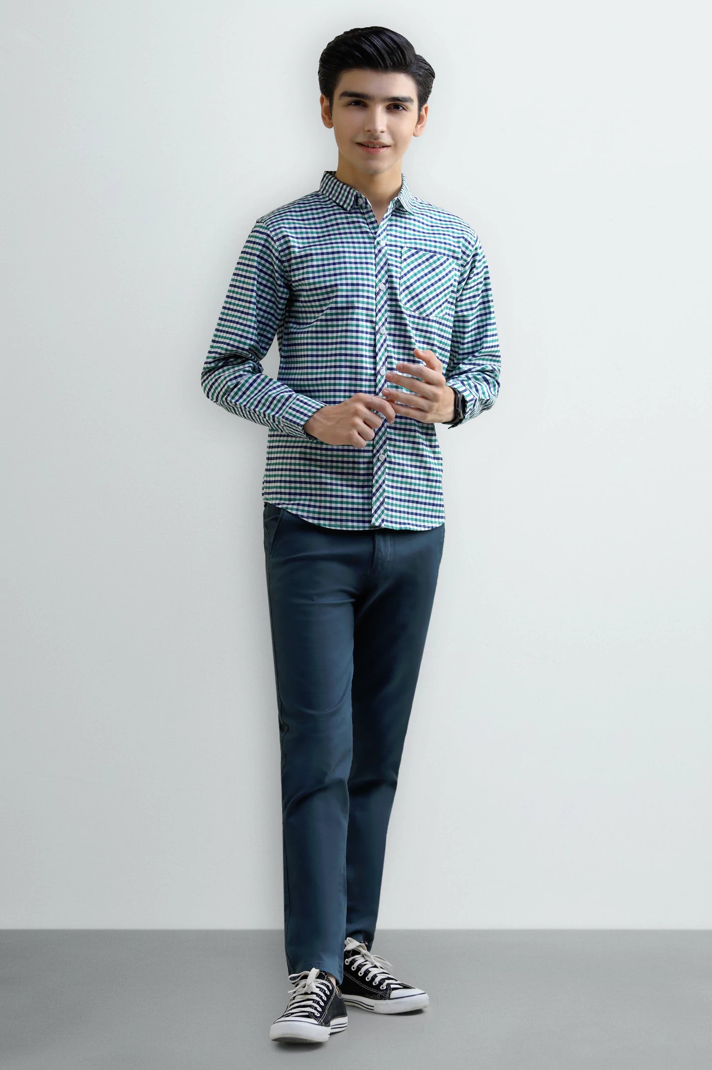 Gingham Check Boys Casual Shirt - Image 2
