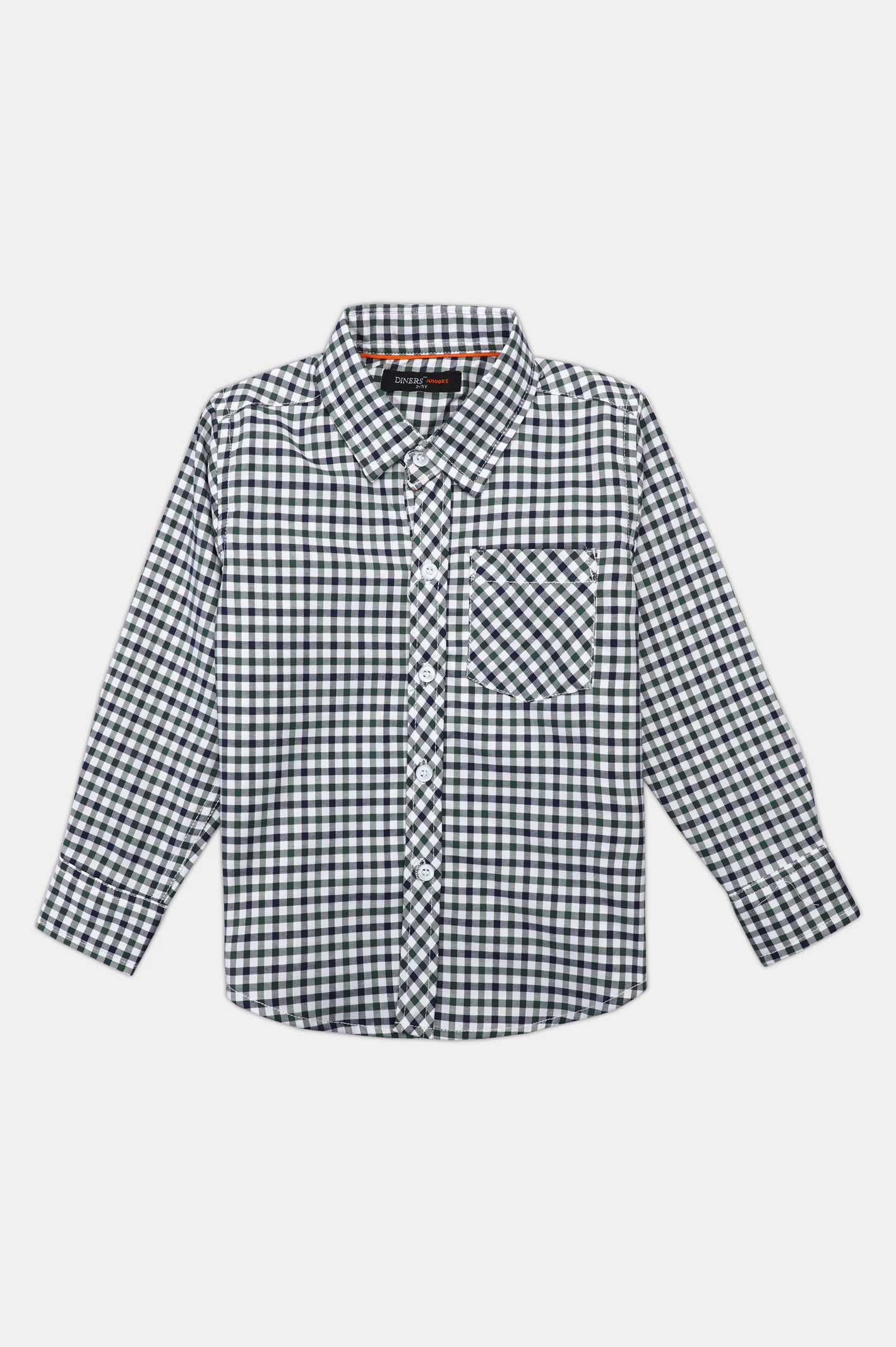 Green Casual Check Boy Shirt