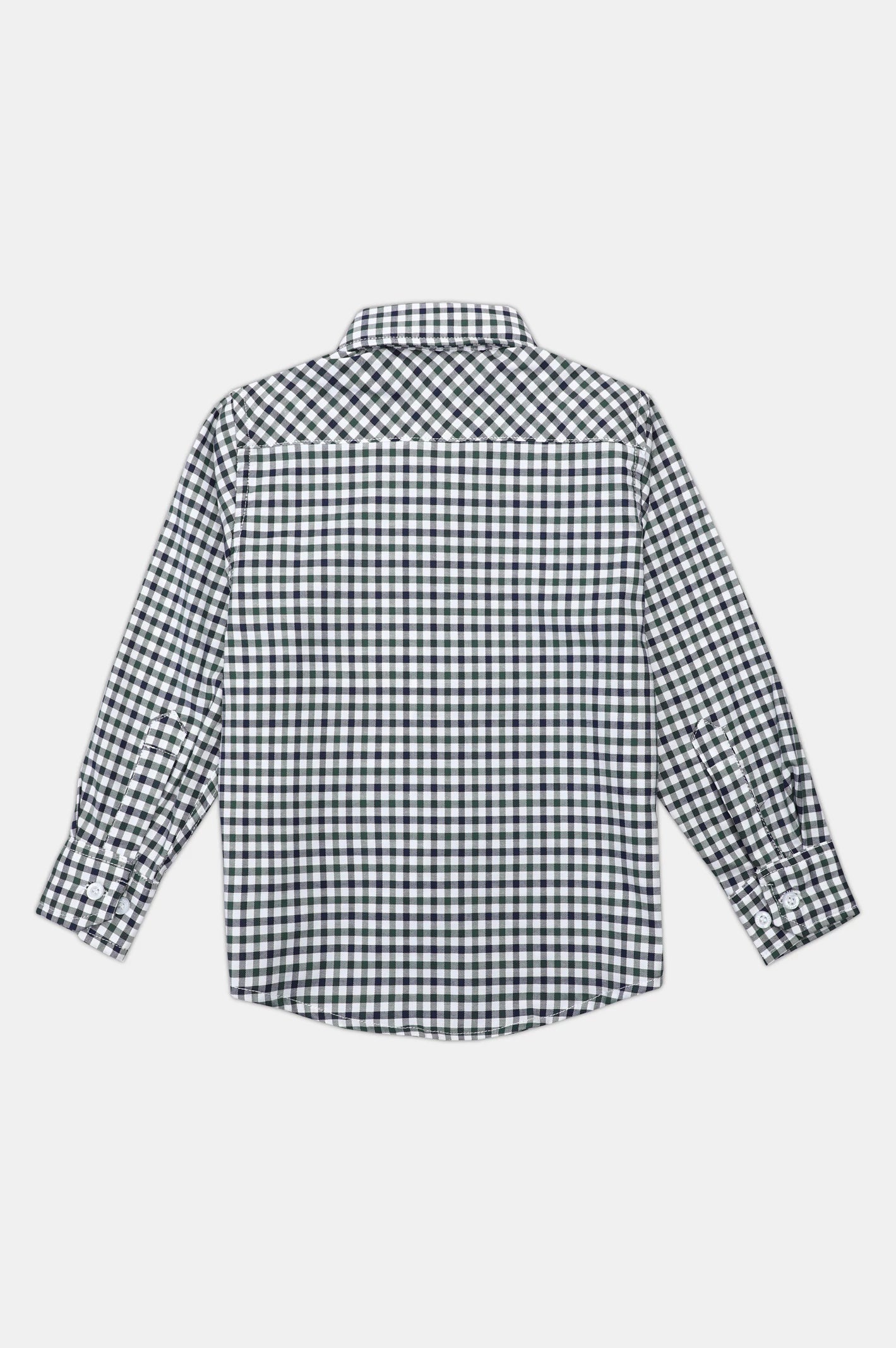 Green Casual Check Boy Shirt - Image 3