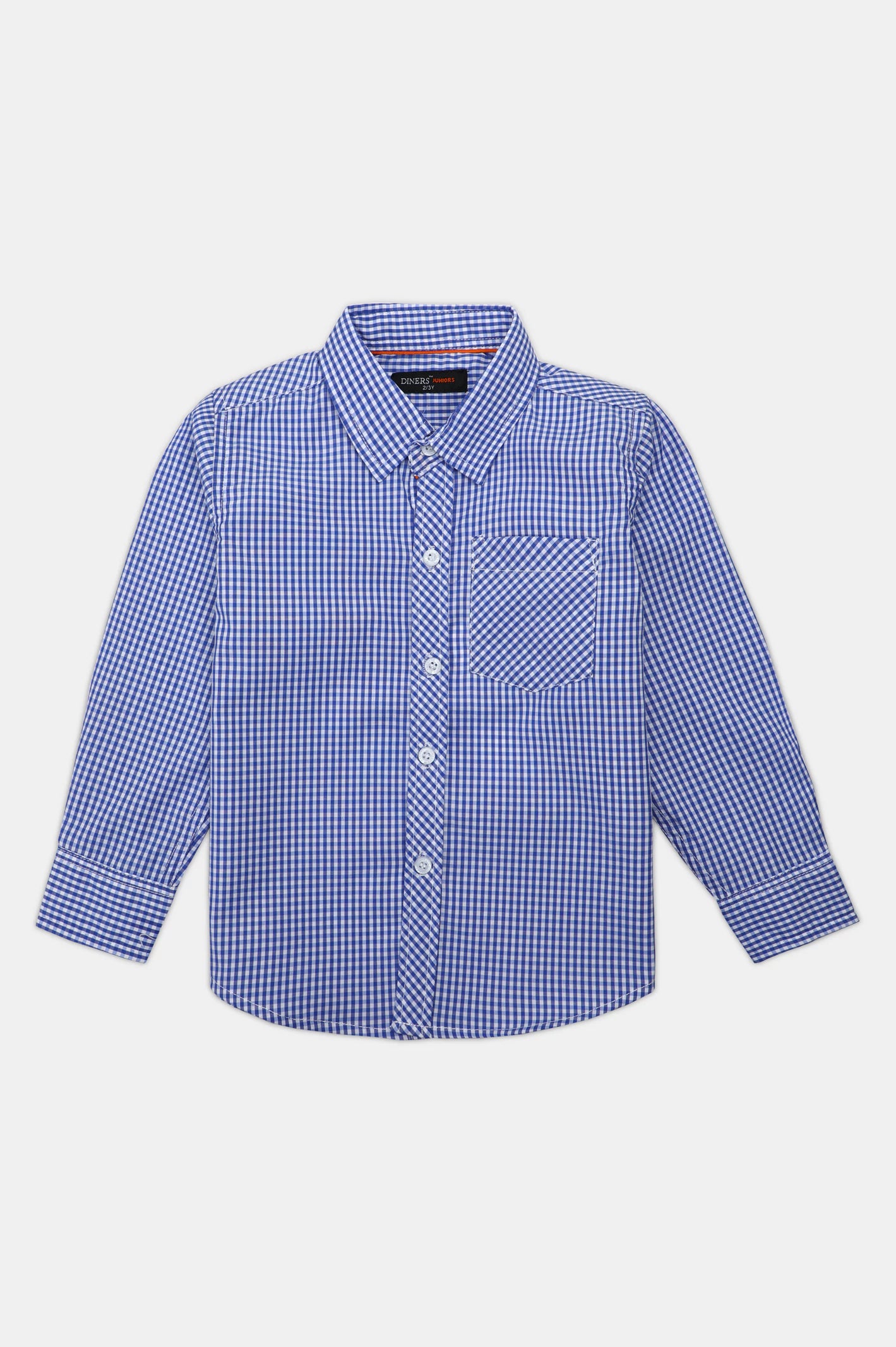 Royal Blue Mini-Check Casual Shirt