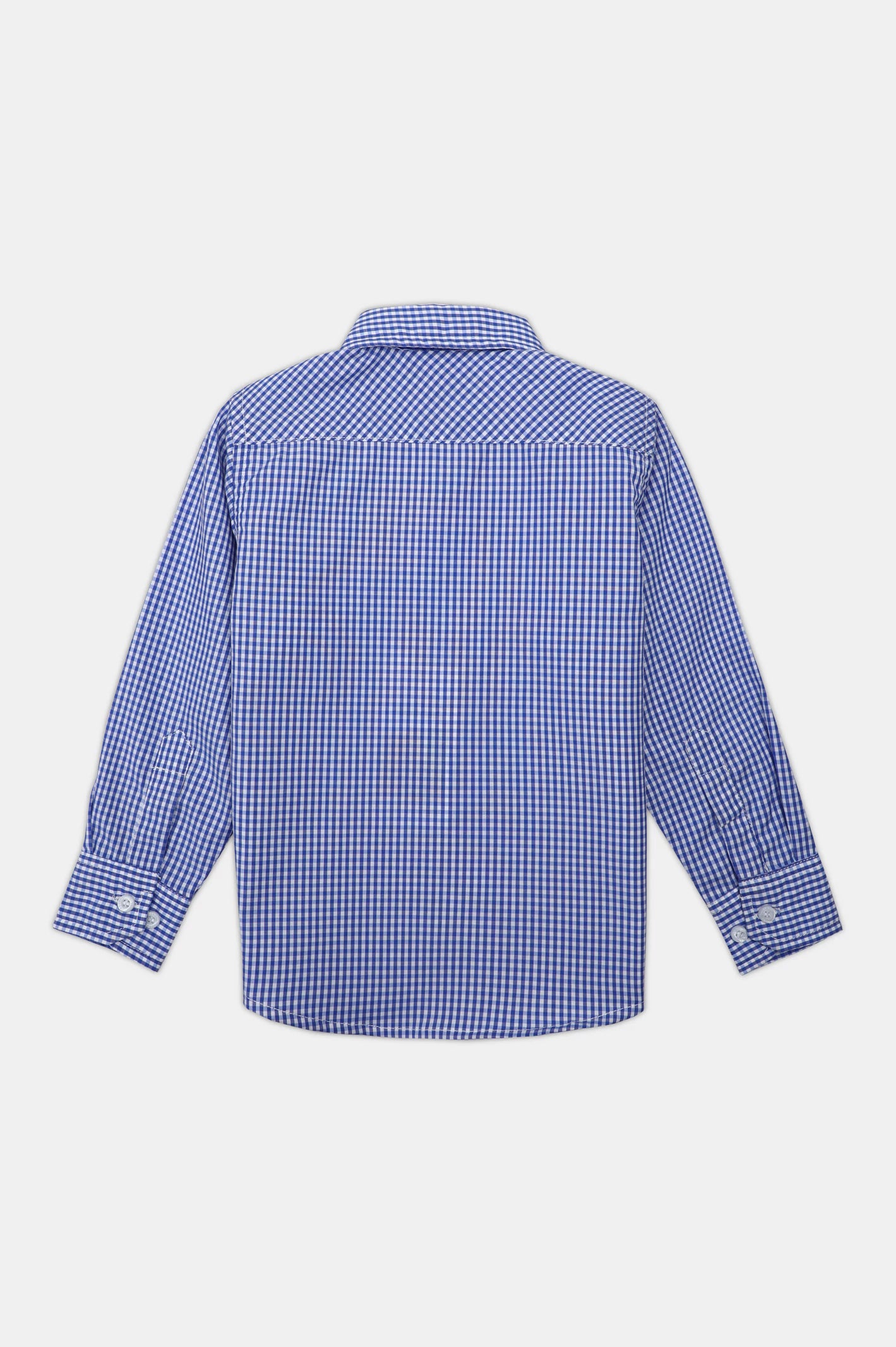 Royal Blue Mini-Check Casual Shirt - Image 3