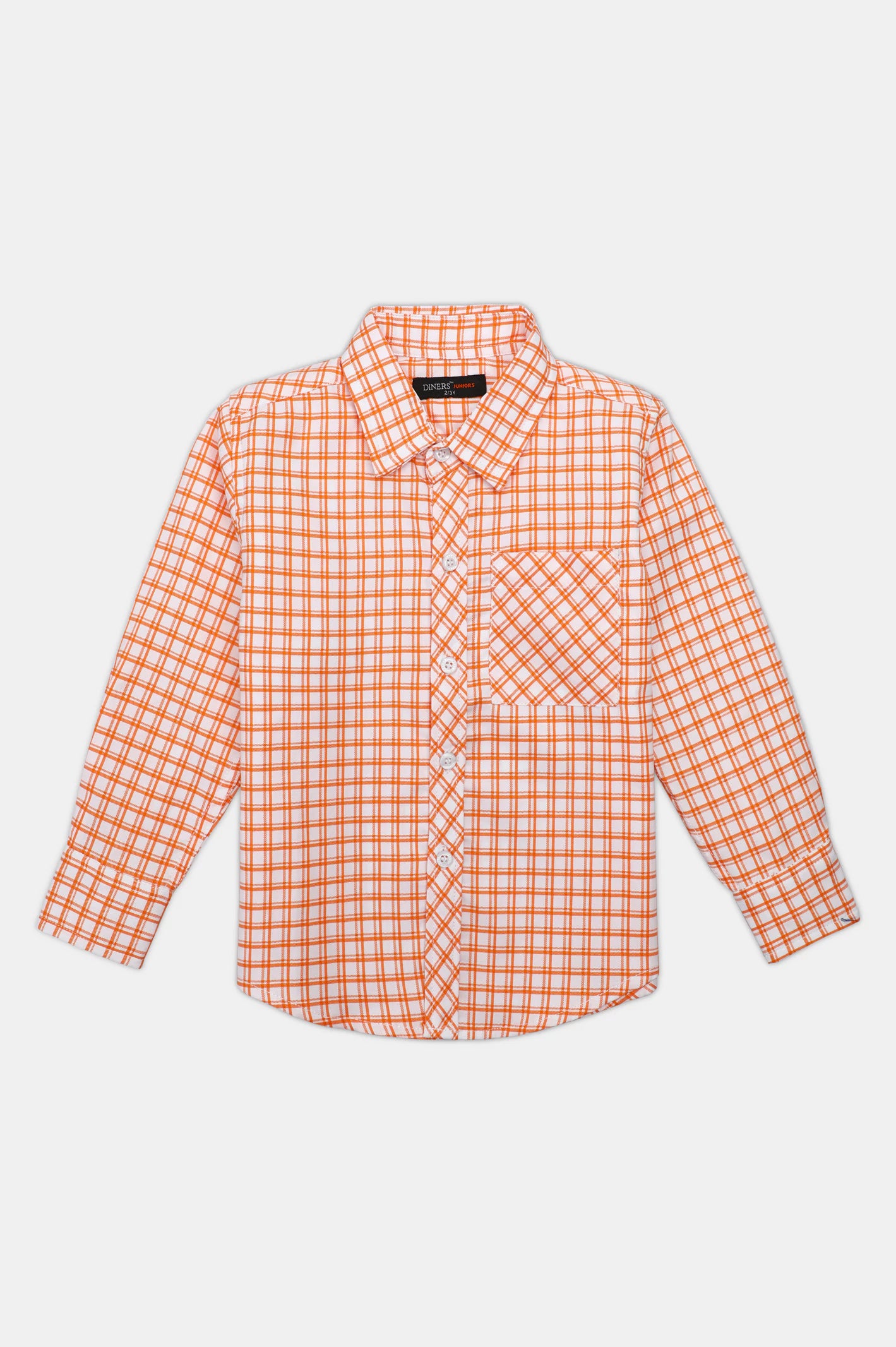 Orange Check Boys Casual Shirt