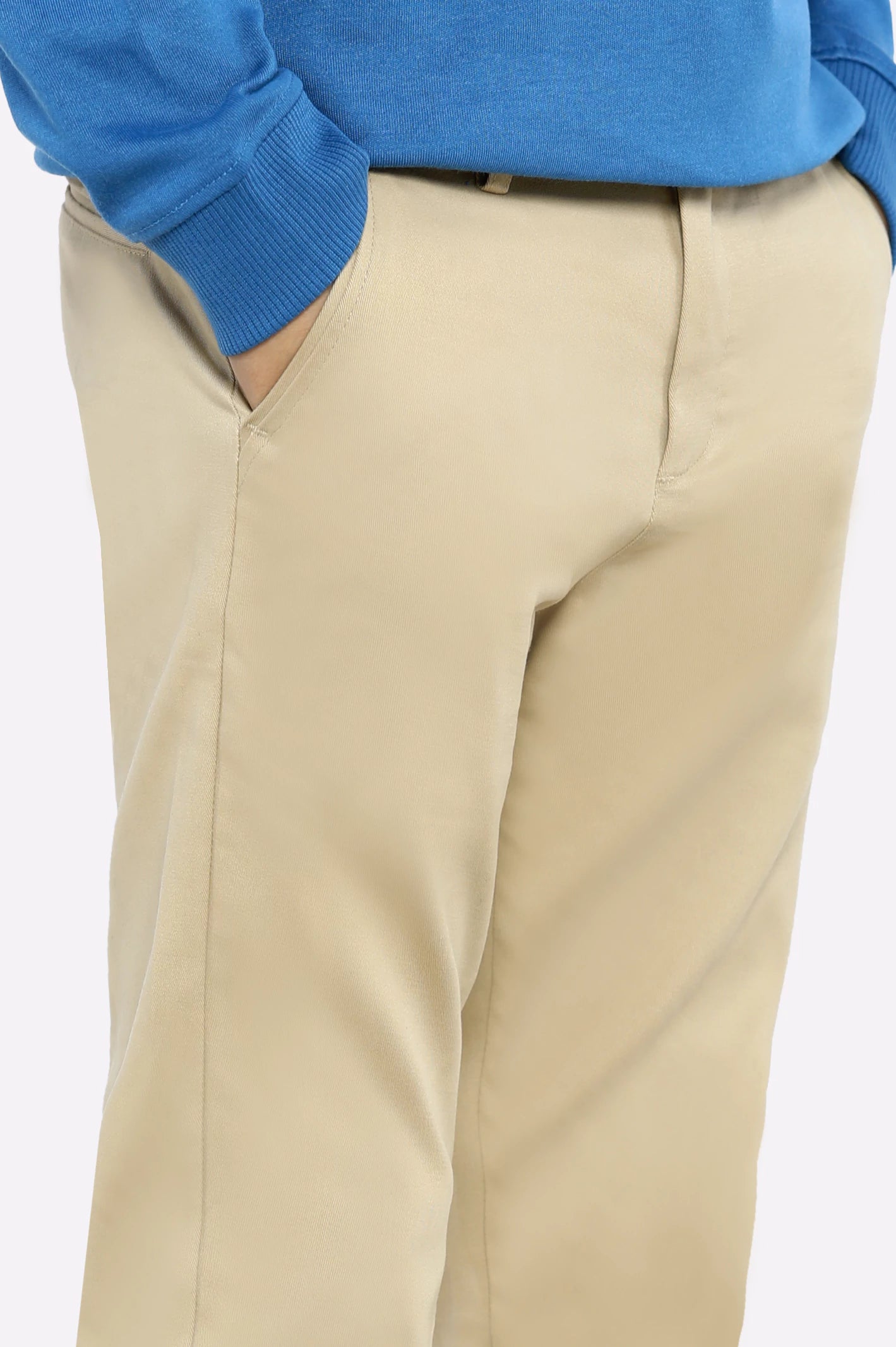 Beige Cotton Chinos For Boys - Image 2