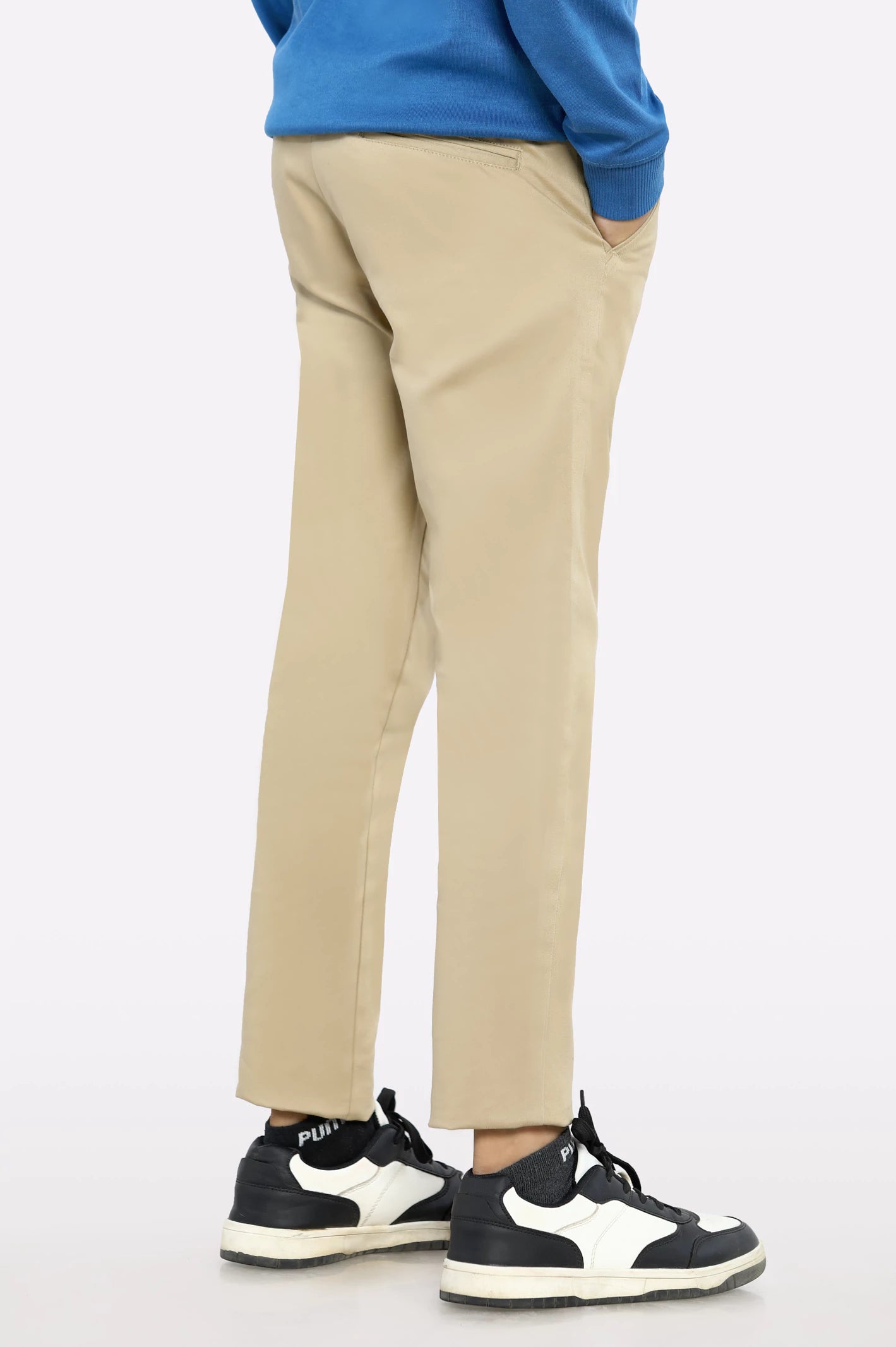 Beige Cotton Chinos For Boys - Image 3