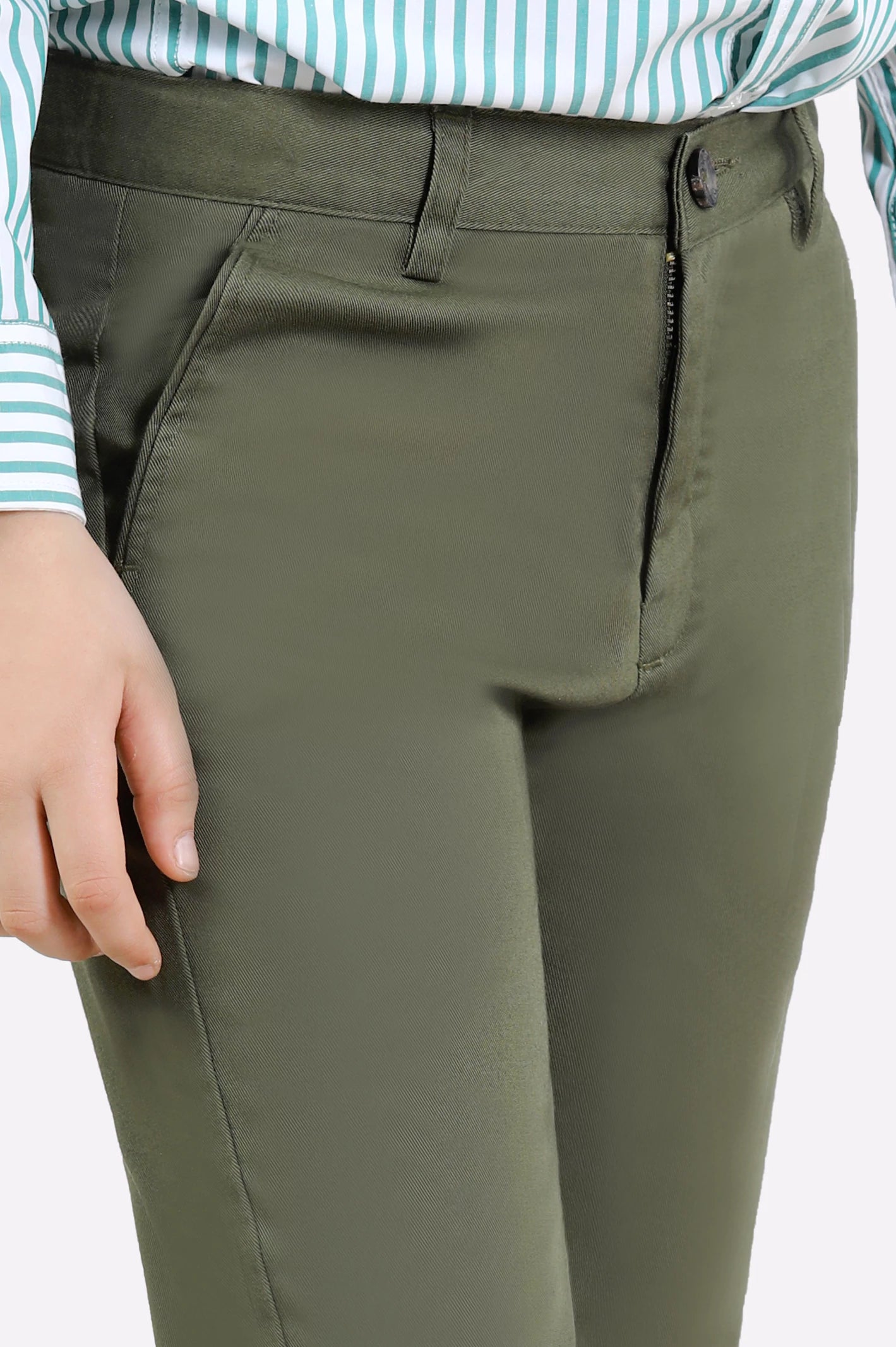 Olive Chinos For Boys - Image 2