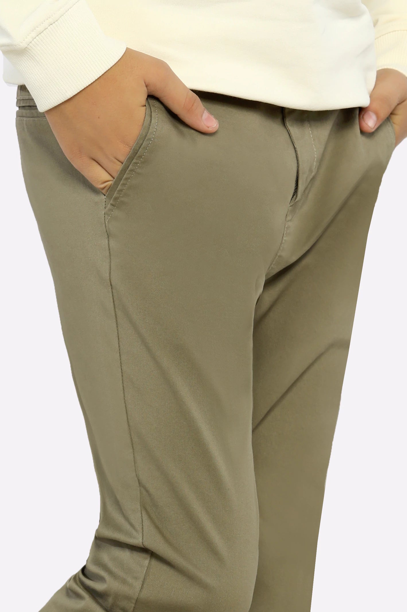 Medium Brown Cotton Chinos For Boys - Image 2