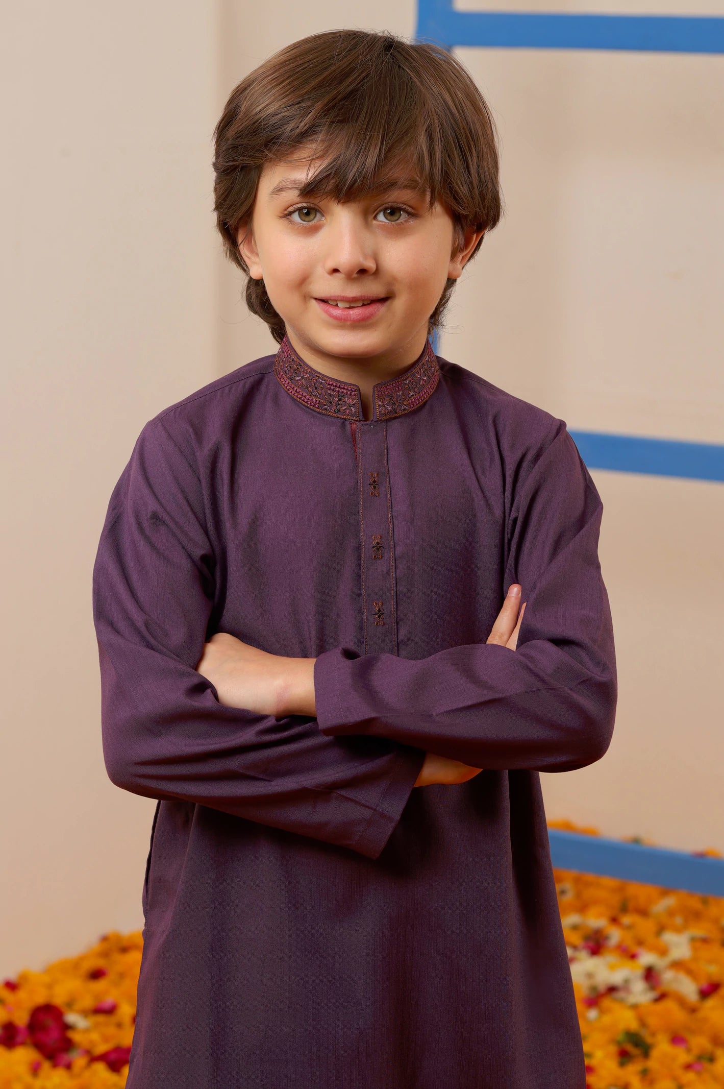 Boys Purple Kurta Pajama - Image 2