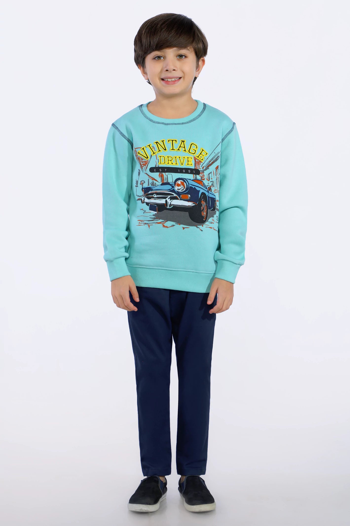 Vintage Design Embossed Boys Sweatshirt - Image 2