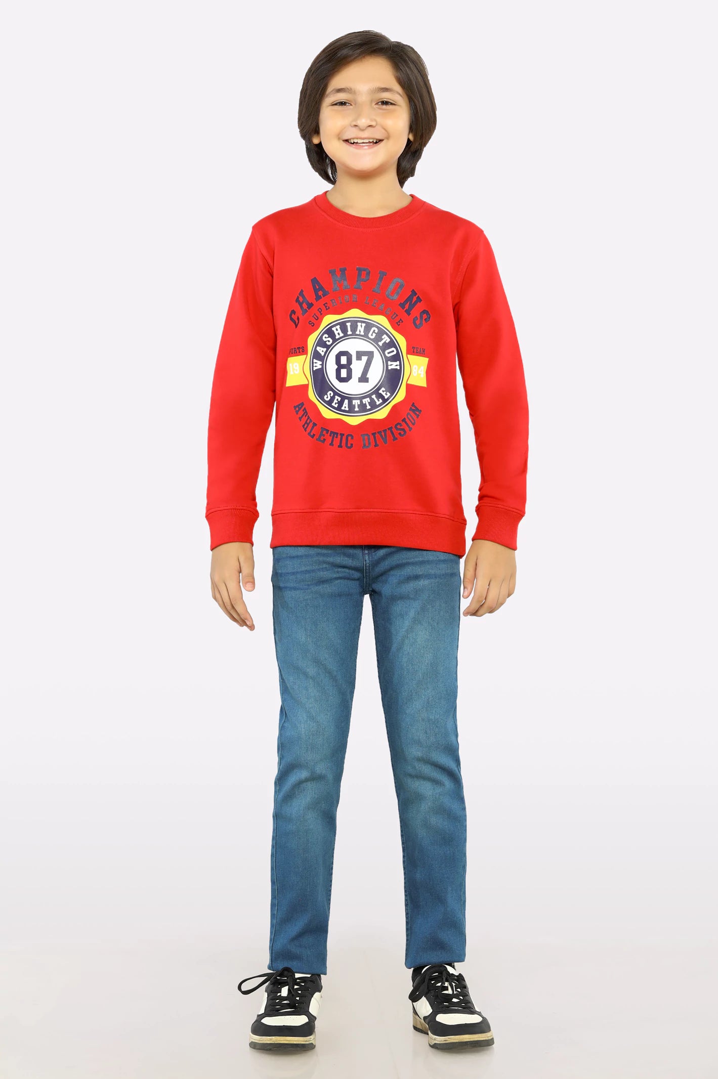 Red Graphic Printed Boys Sweatshirt - Image 2