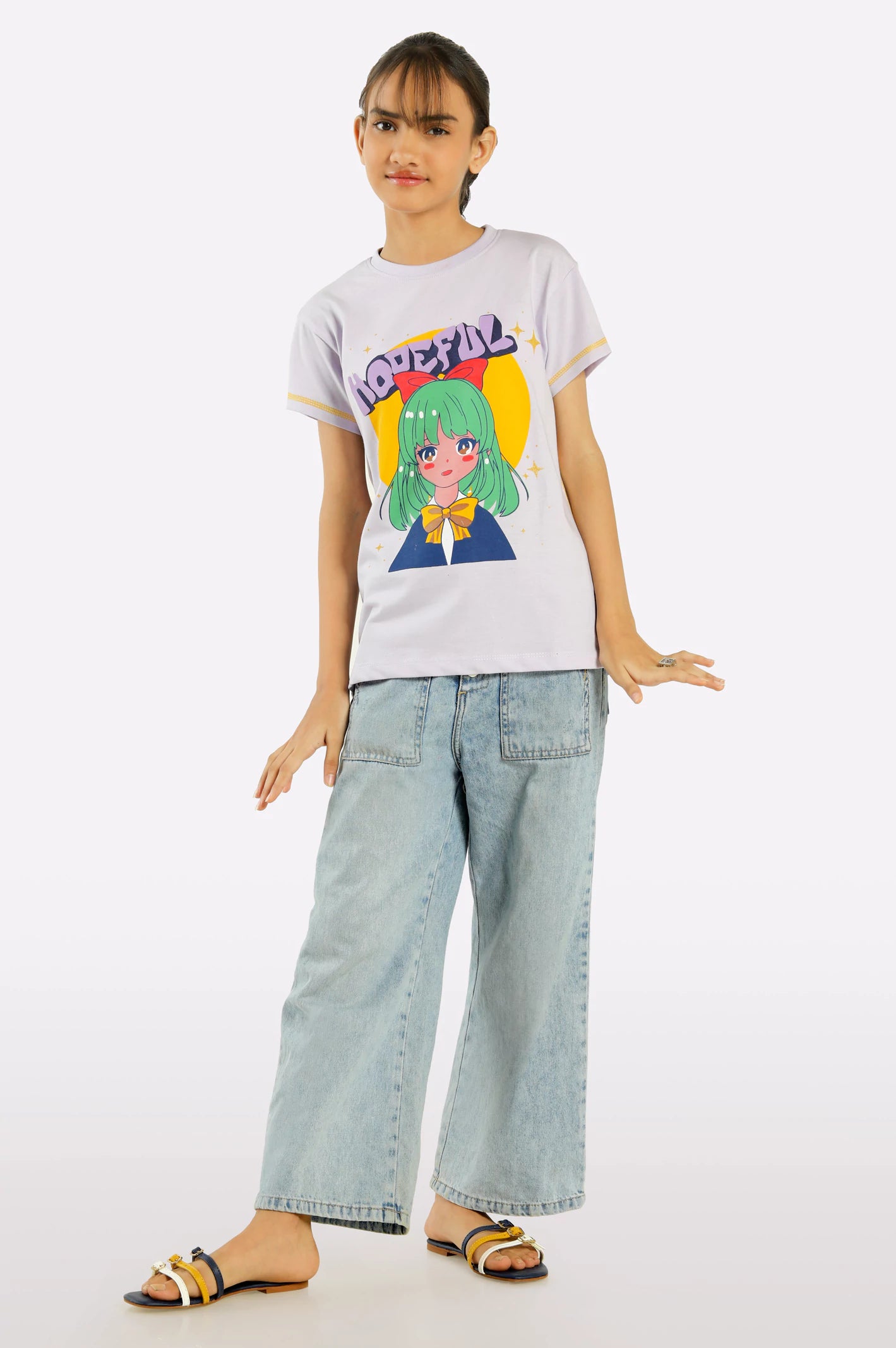 Lilac Graphic Print Girls T-Shirt - Image 2