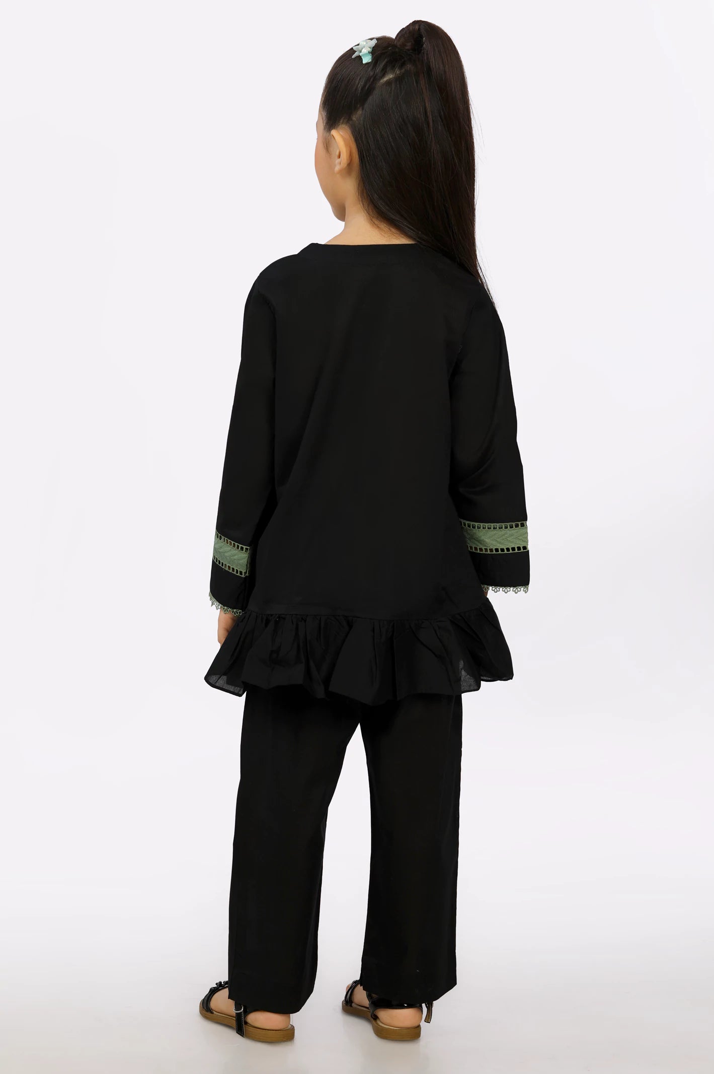 Black Cambric Girls 2PC Suit - Image 3