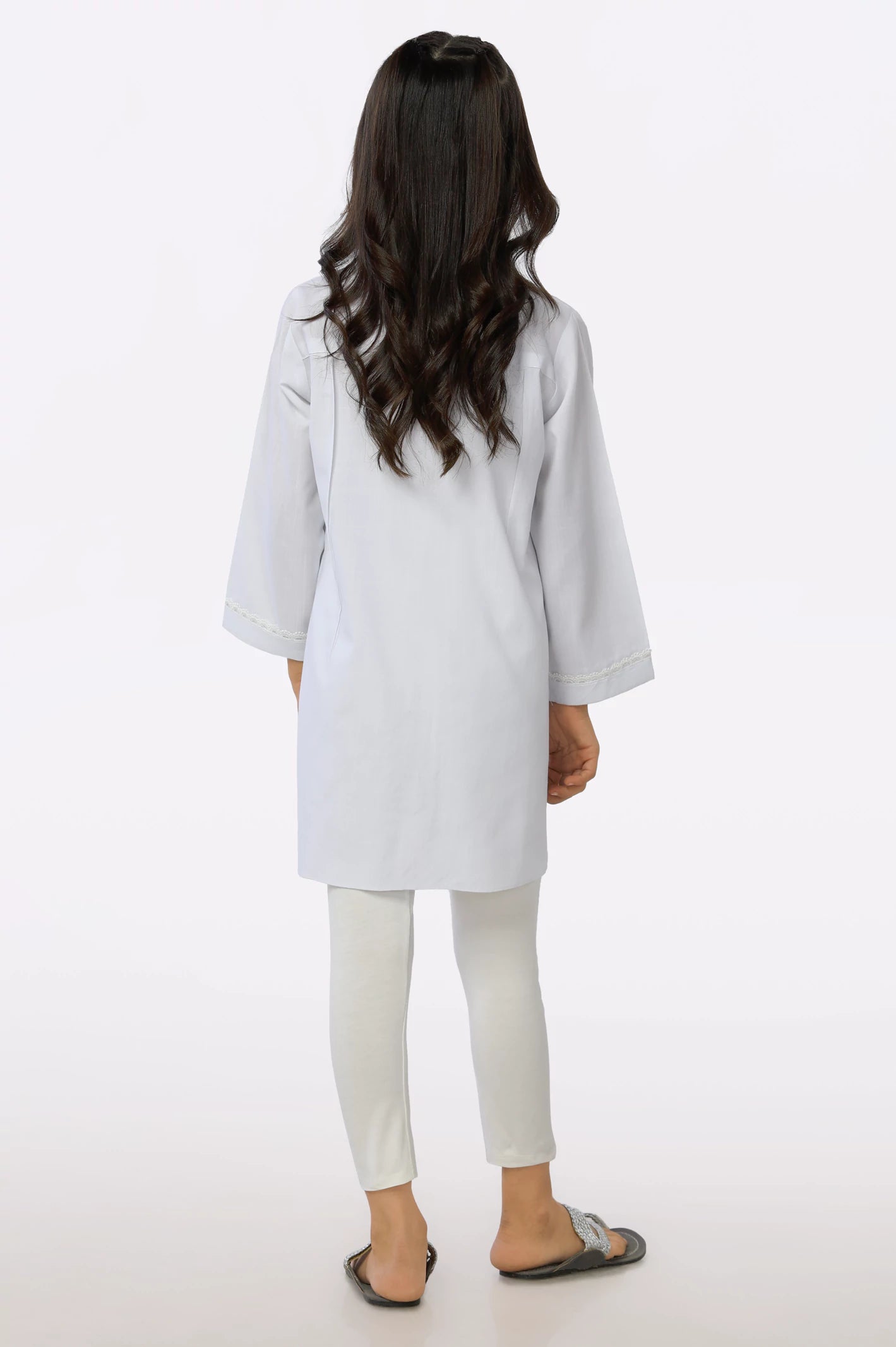 White Chambray Dyed Girls Kurti - Image 4