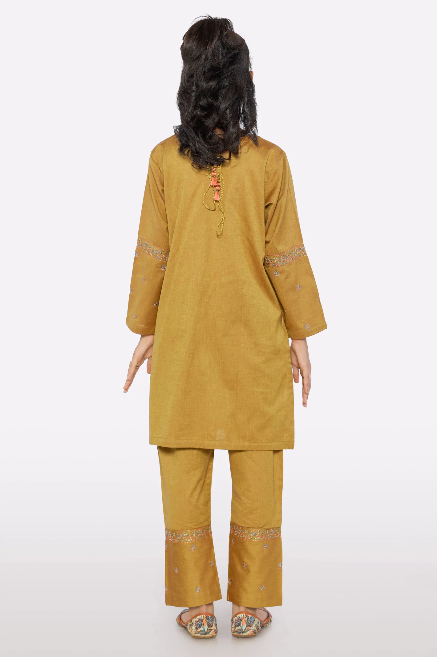 Mustard Embroidered Girls 2PC - Image 3
