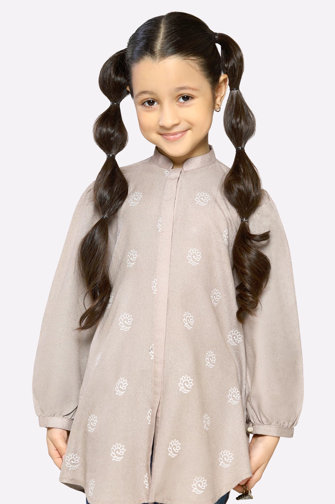Fawn Printed Girls Kurti - Image 2